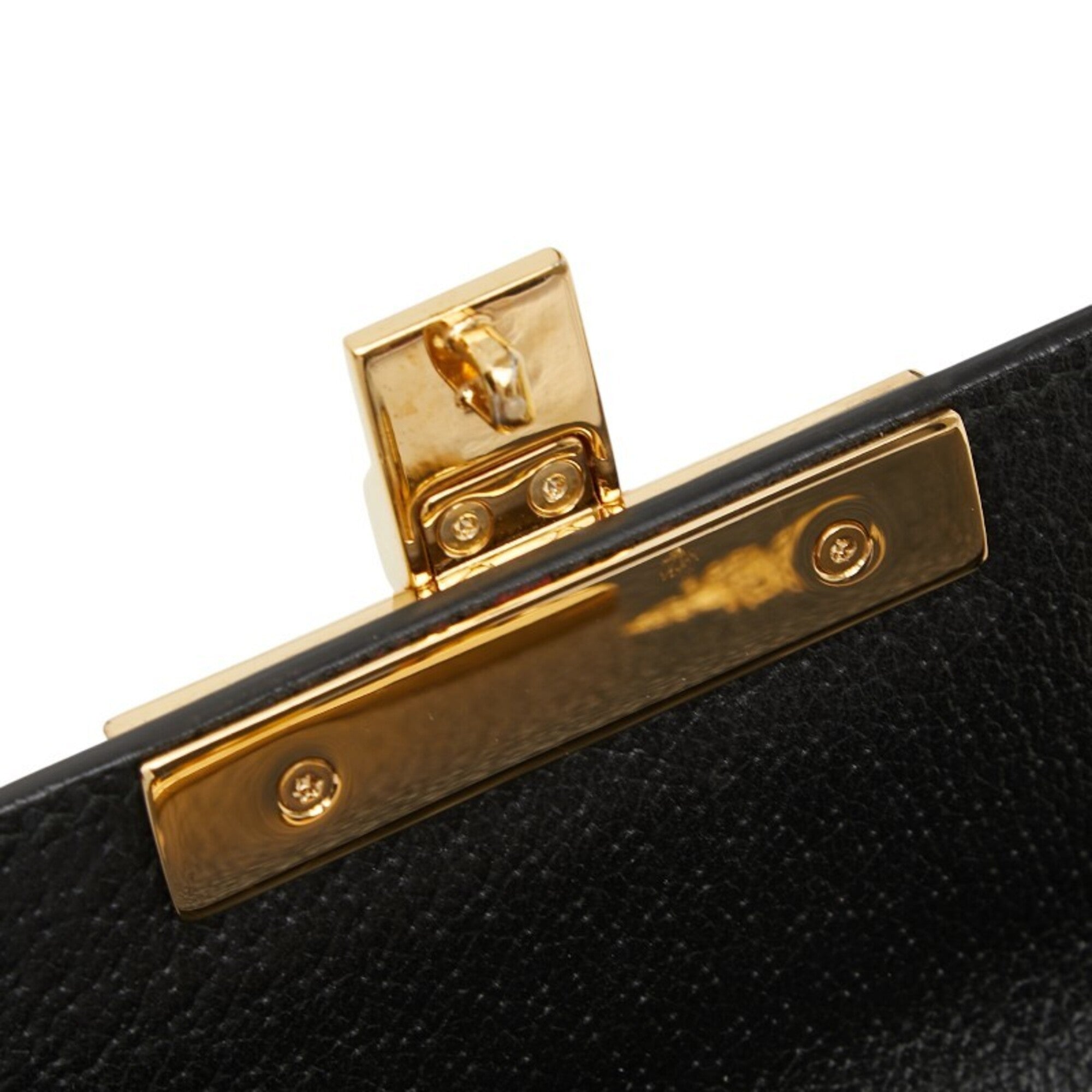 Gucci Black Gold Leather Shoulder Bag (Pre-Owned)