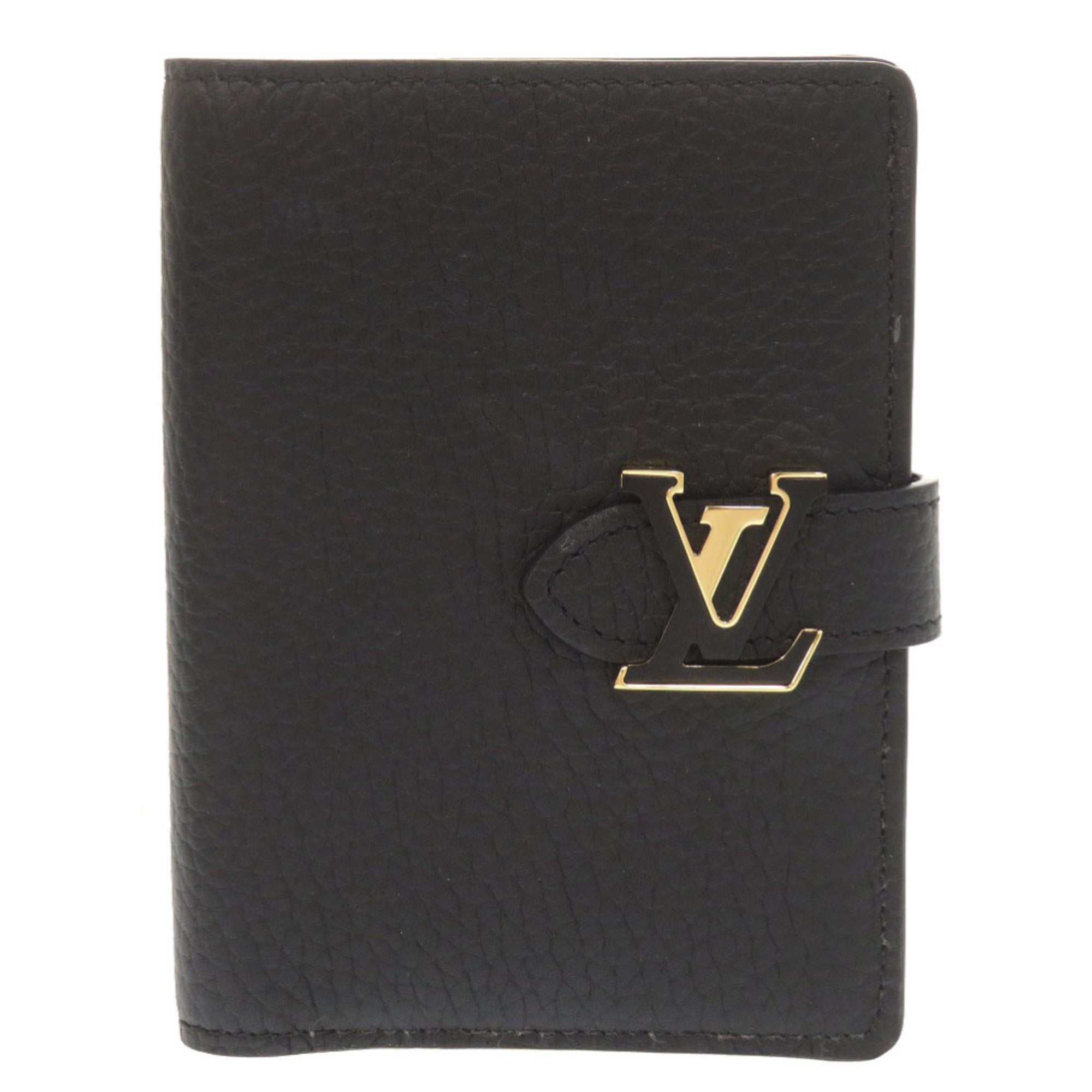 Louis Vuitton Noir Leather Wallet (Bi-Fold) (Pre-Owned)