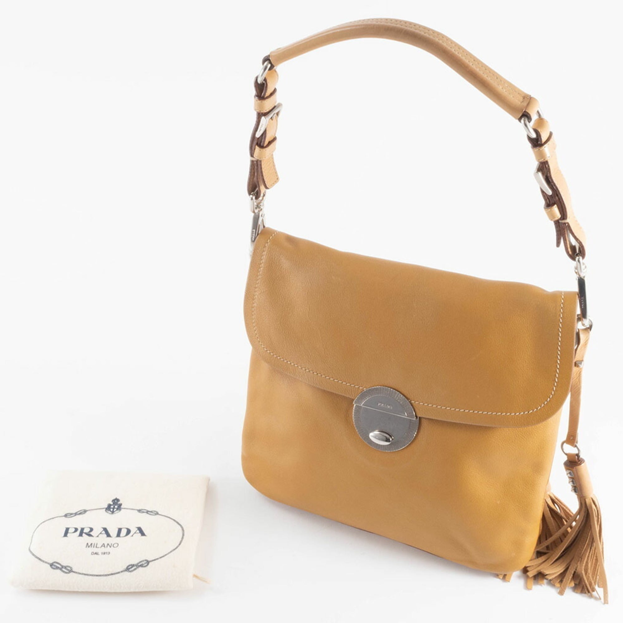 Prada Camel Leather Shoulder Bag (Pre-Owned)