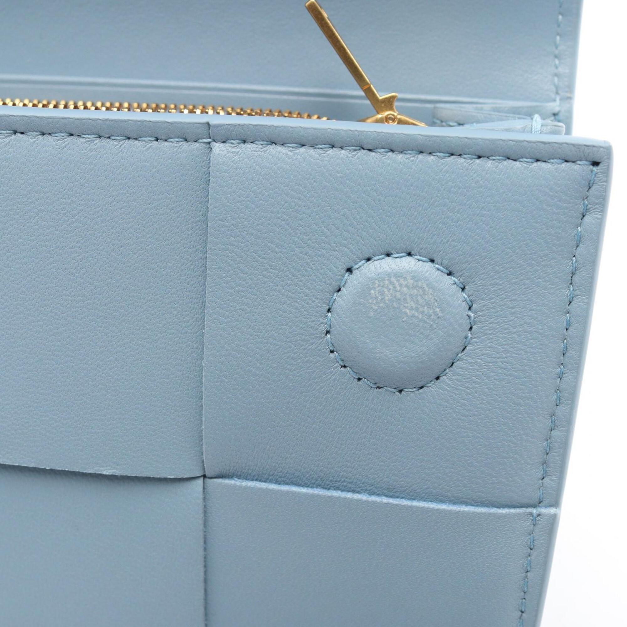 Bottega Veneta Blue Leather Long Wallet (Bi-Fold) (Pre-Owned)