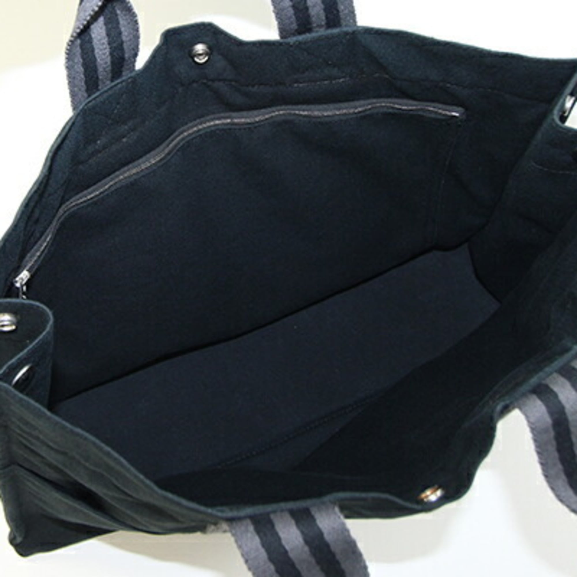 Hermes Black Cotton Canvas Handbag (Pre-Owned)