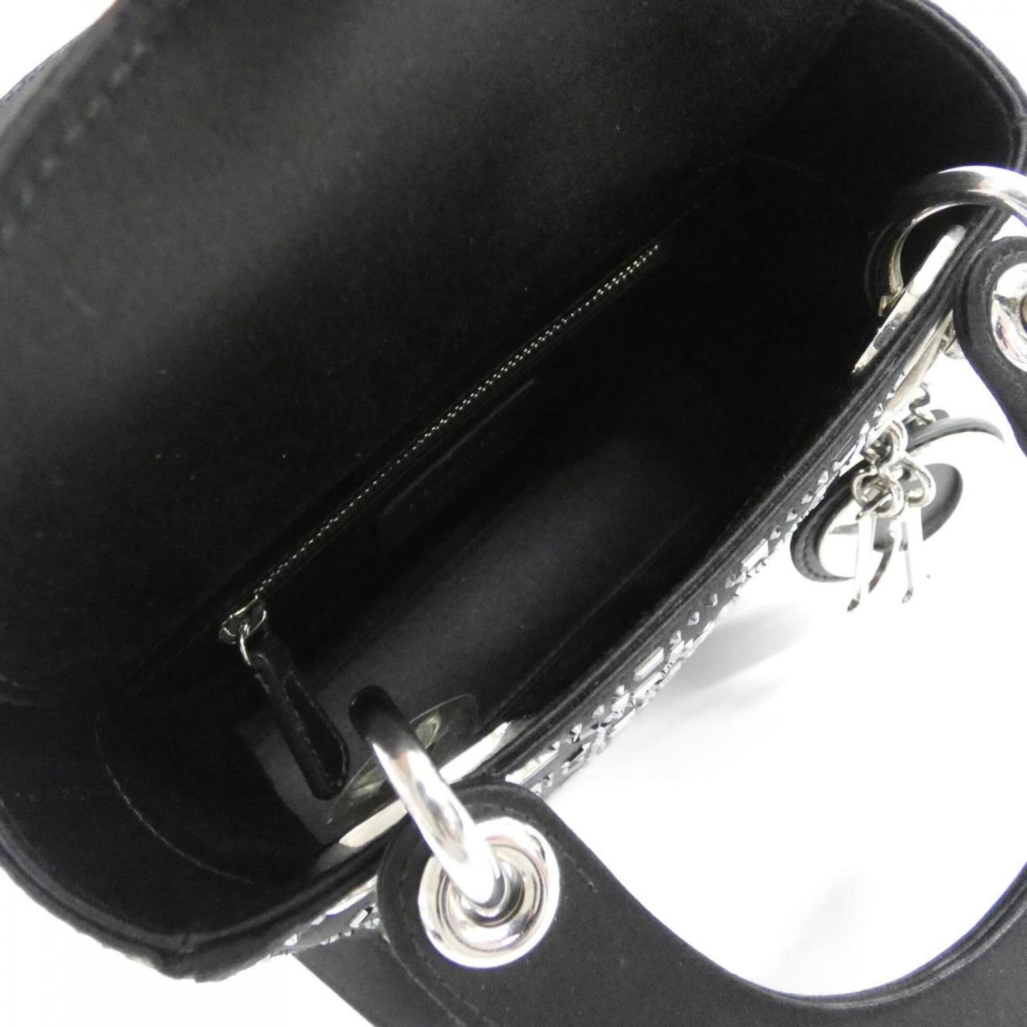 Christian Dior Black White Satin Handbag (Pre-Owned)