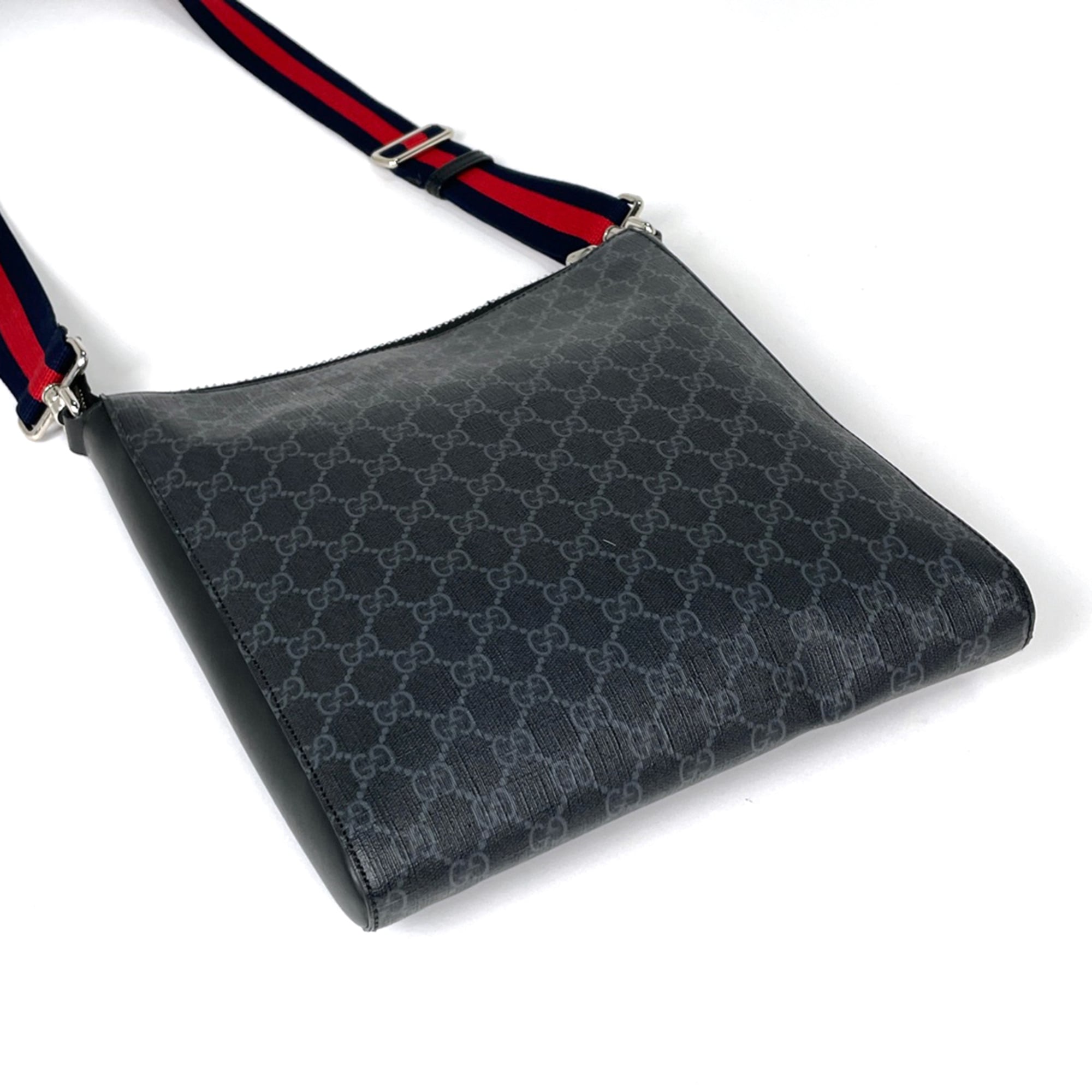 Gucci Sherry Line Black Coated Canvas Leather Shoulder Bag (Pre-Owned)