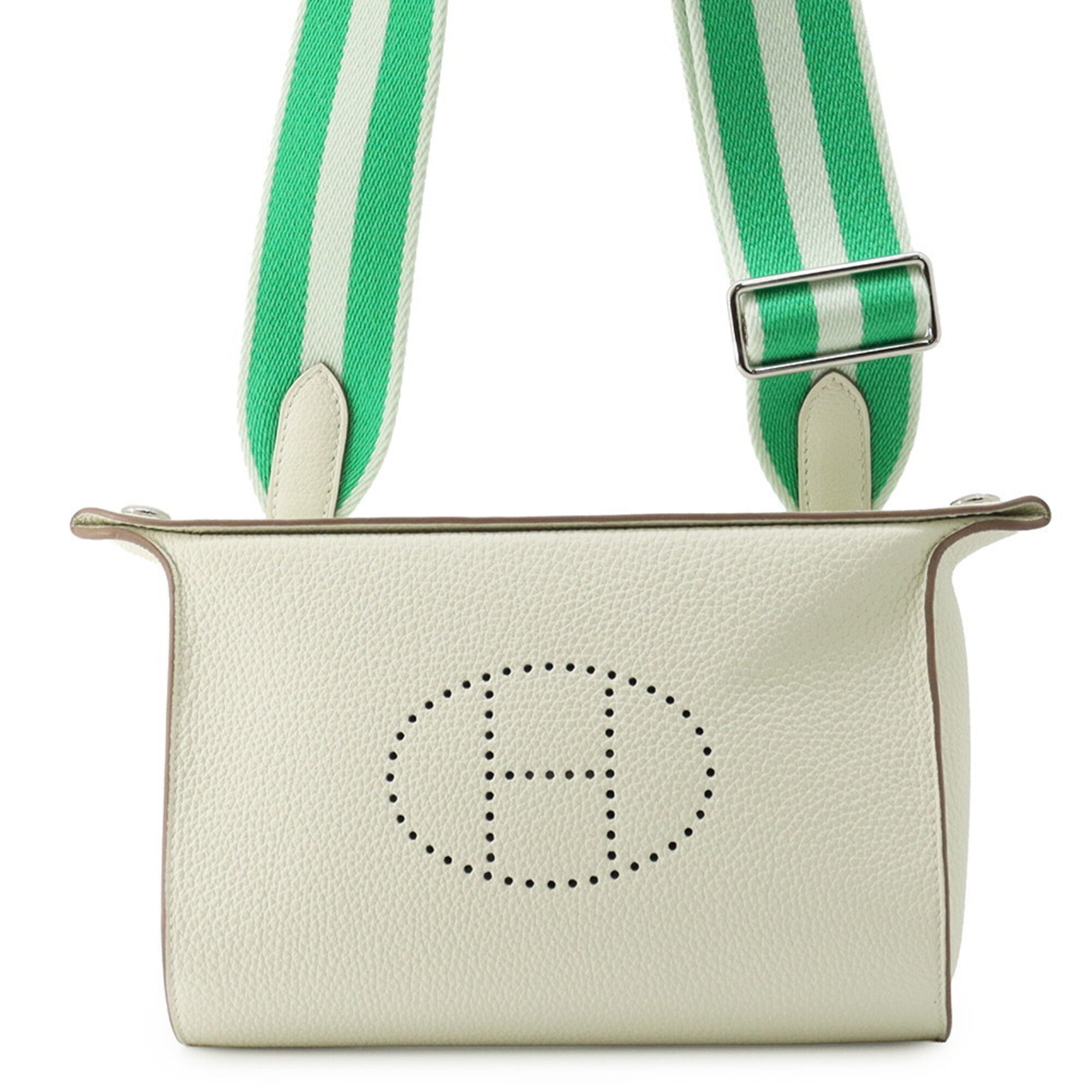 Hermes Green White Togo Leather Handbag Shoulder Bag (Pre-Owned)