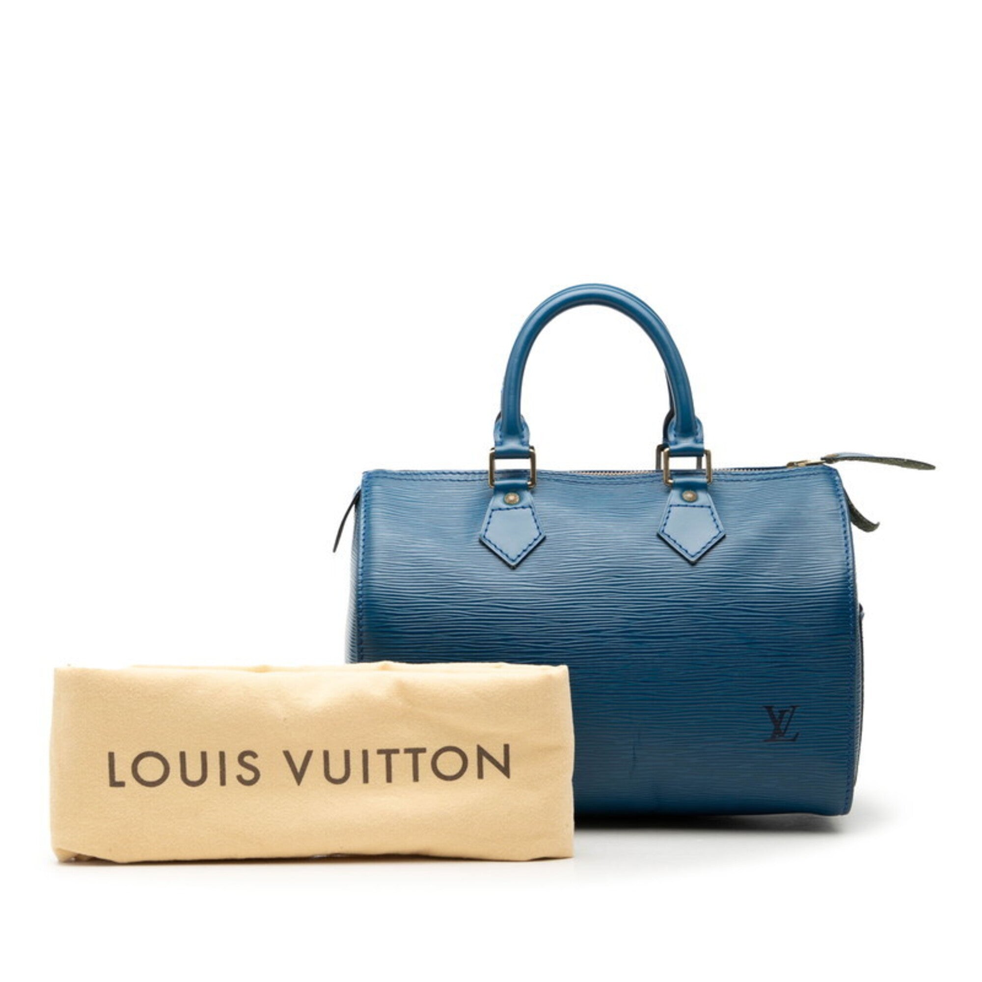Louis Vuitton Epi Toledo Blue Leather Boston Bag Handbag (Pre-Owned)