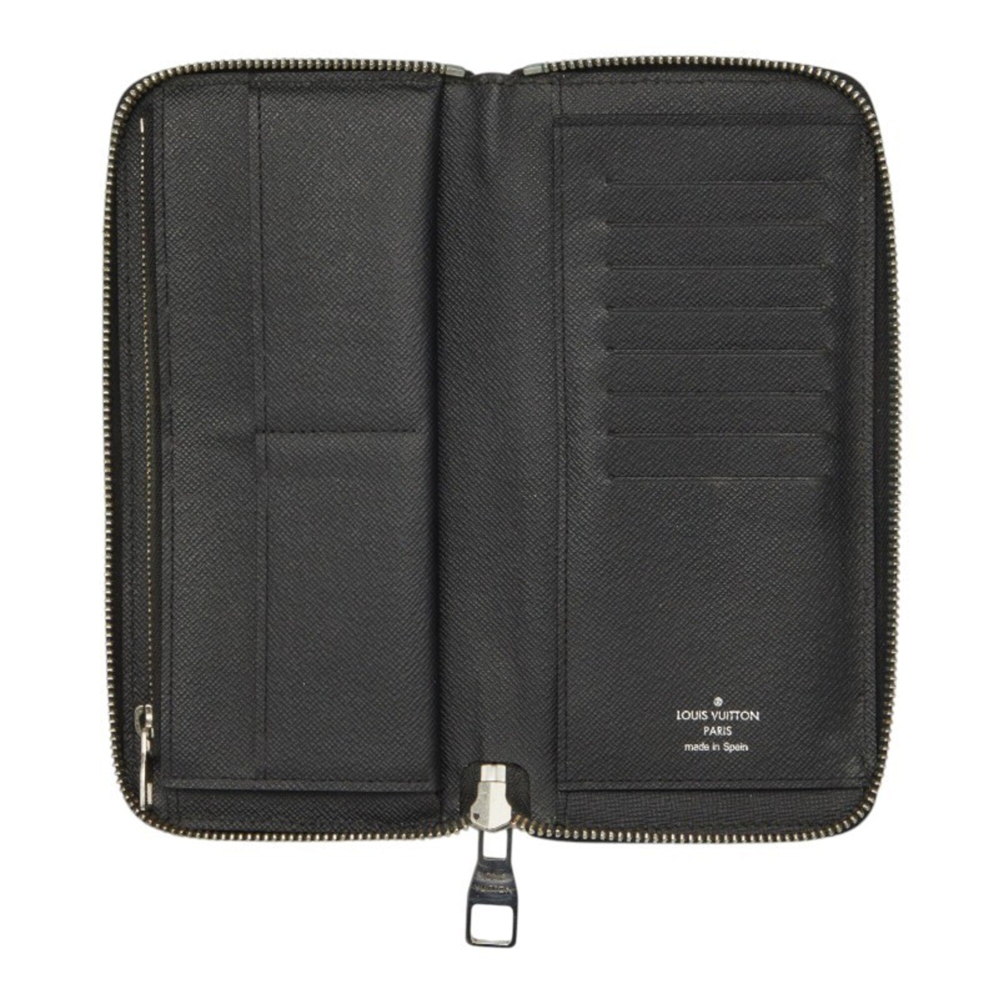 Louis Vuitton Black Noir Leather Long Wallet (Bi-Fold) (Pre-Owned)