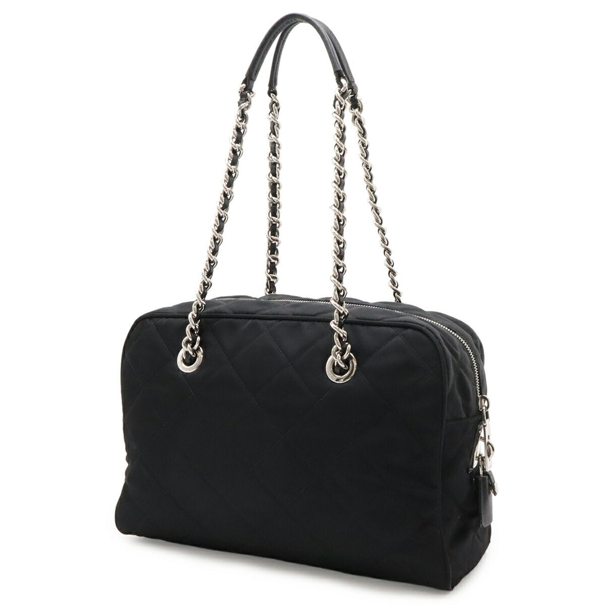 Prada Black Nero Nylon Leather Shoulder Bag (Pre-Owned)