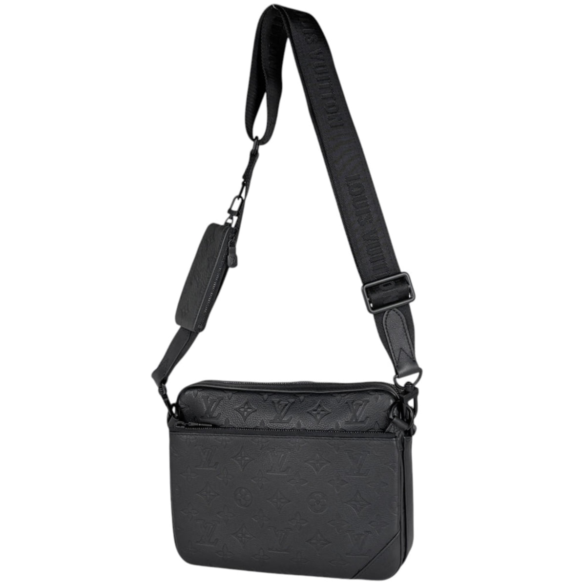 Louis Vuitton Black Noir Monogram Shadow Pouch Shoulder Bag (Pre-Owned)