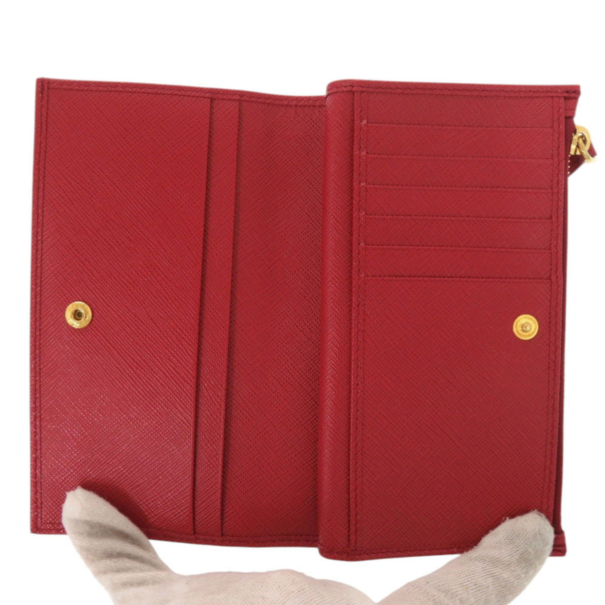 Prada Fuoco Red Color Saffiano Wallet (Bi-Fold) (Pre-Owned)