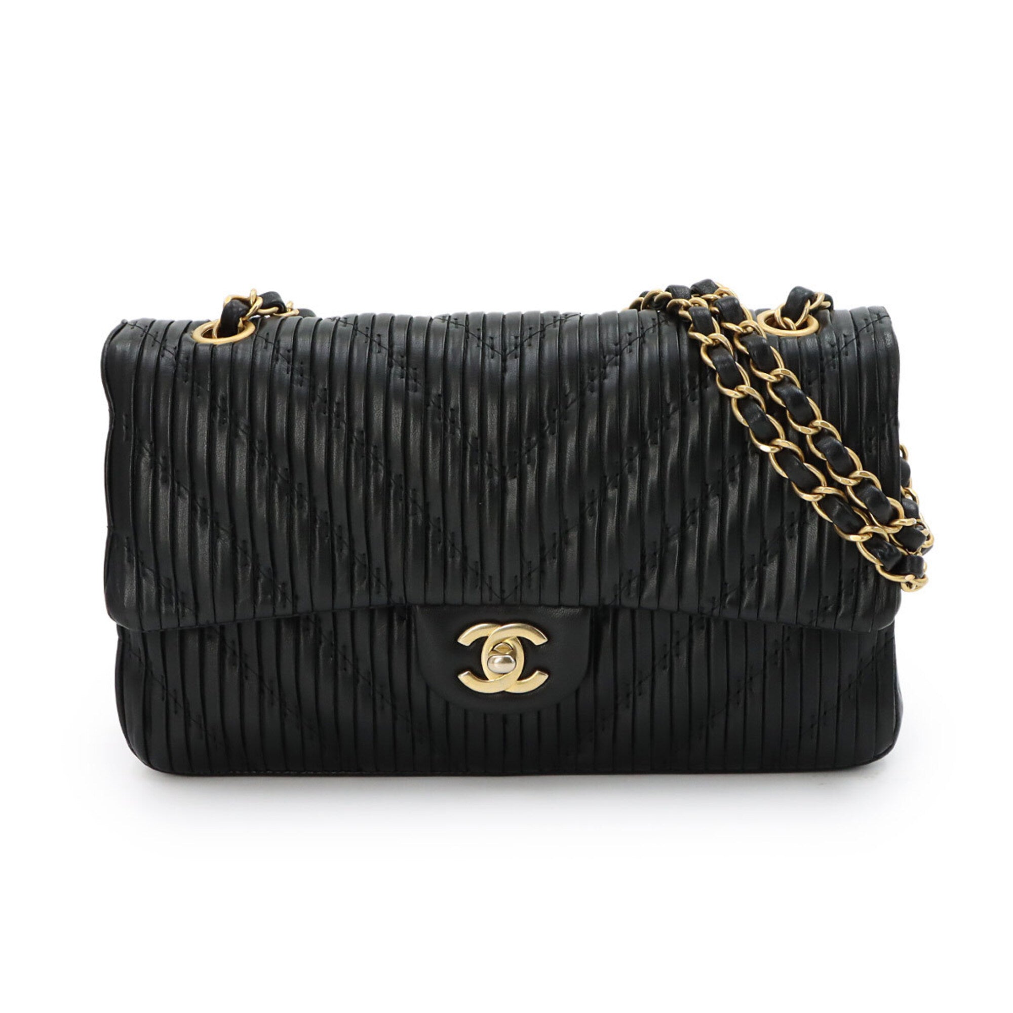 Chanel Black Leather Handbag Shoulder Bag (Pre-Owned)