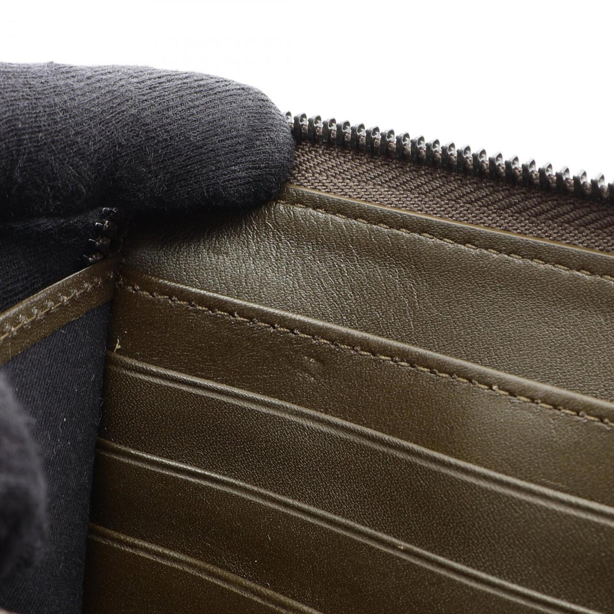 Jimmy Choo Khaki Leather Long Wallet (Bi-Fold) (Pre-Owned)