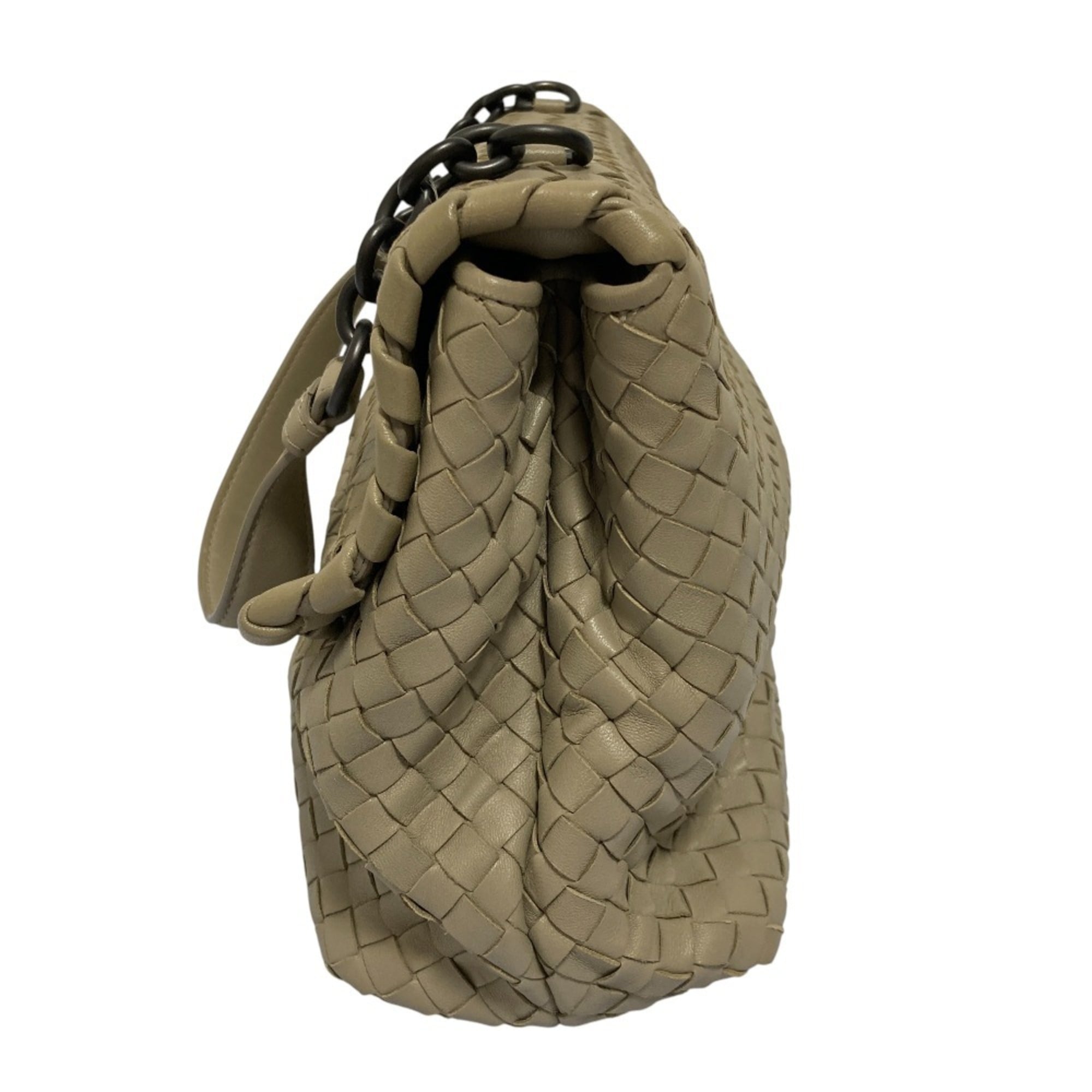 Bottega Veneta Grayish Intrecciato Shoulder Bag (Pre-Owned)
