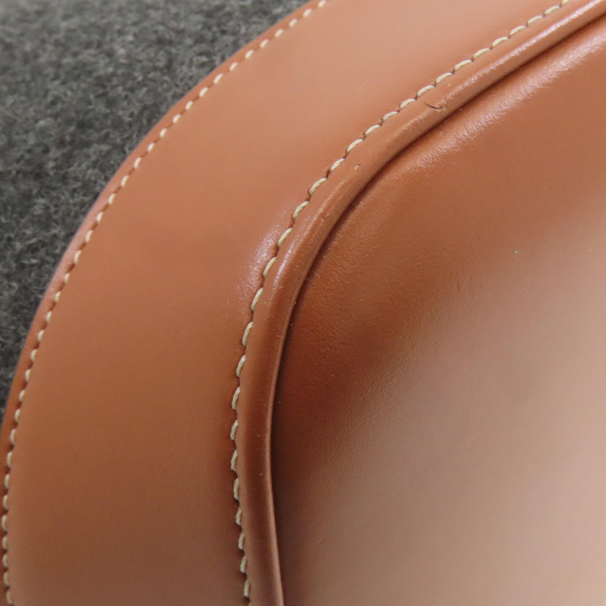Celine Brown Gray Felt Leather Shoulder Bag (Pre-Owned)
