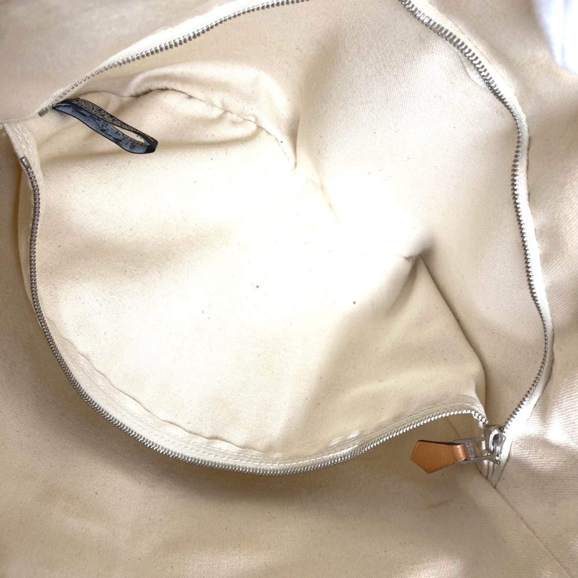 Hermes Beige Canvas Handbag Tote Bag (Pre-Owned)