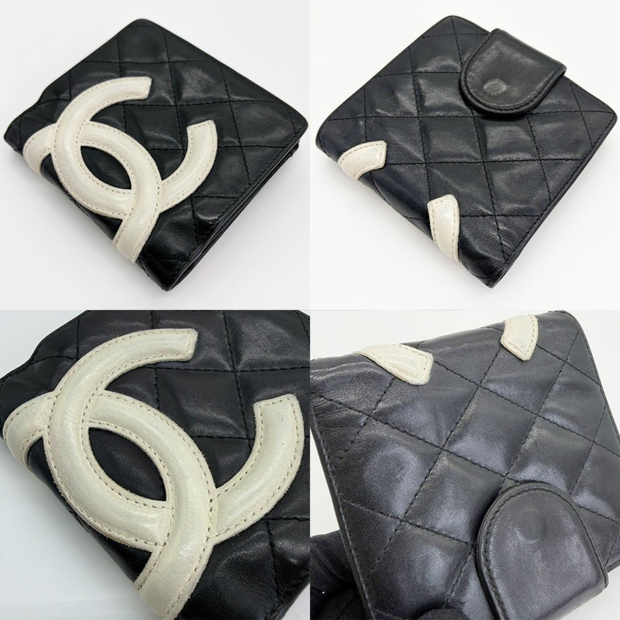 Chanel Black White Cambon Ligne Wallet (Bi-Fold) (Pre-Owned)