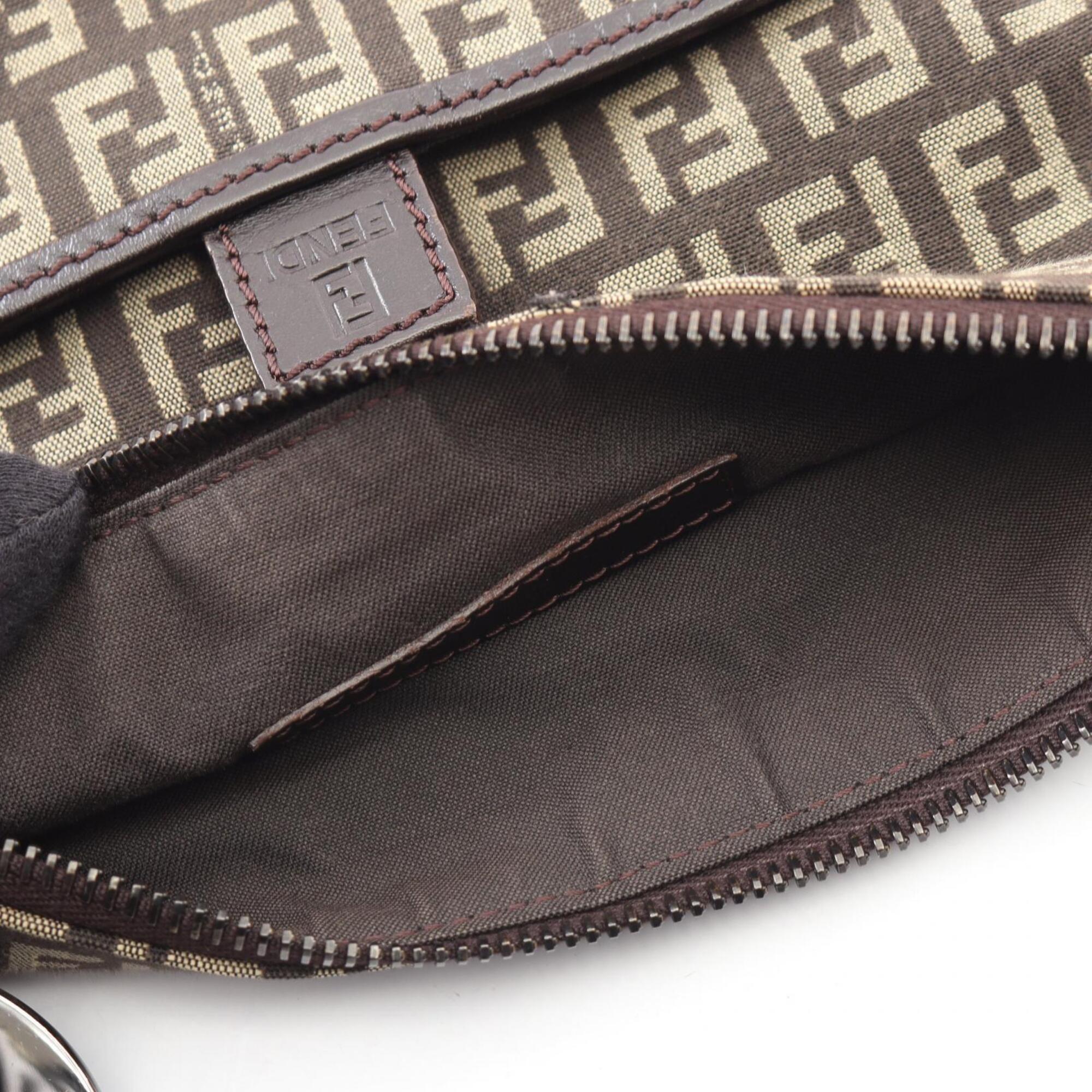 Fendi Brown Canvas Leather Shoulder Bag (Pre-Owned)