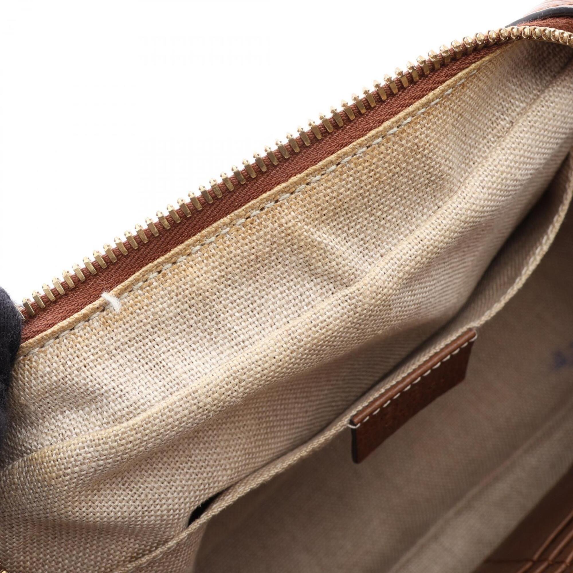 Gucci Beige Brown Gg Canvas Leather Handbag Shoulder Bag (Pre-Owned)