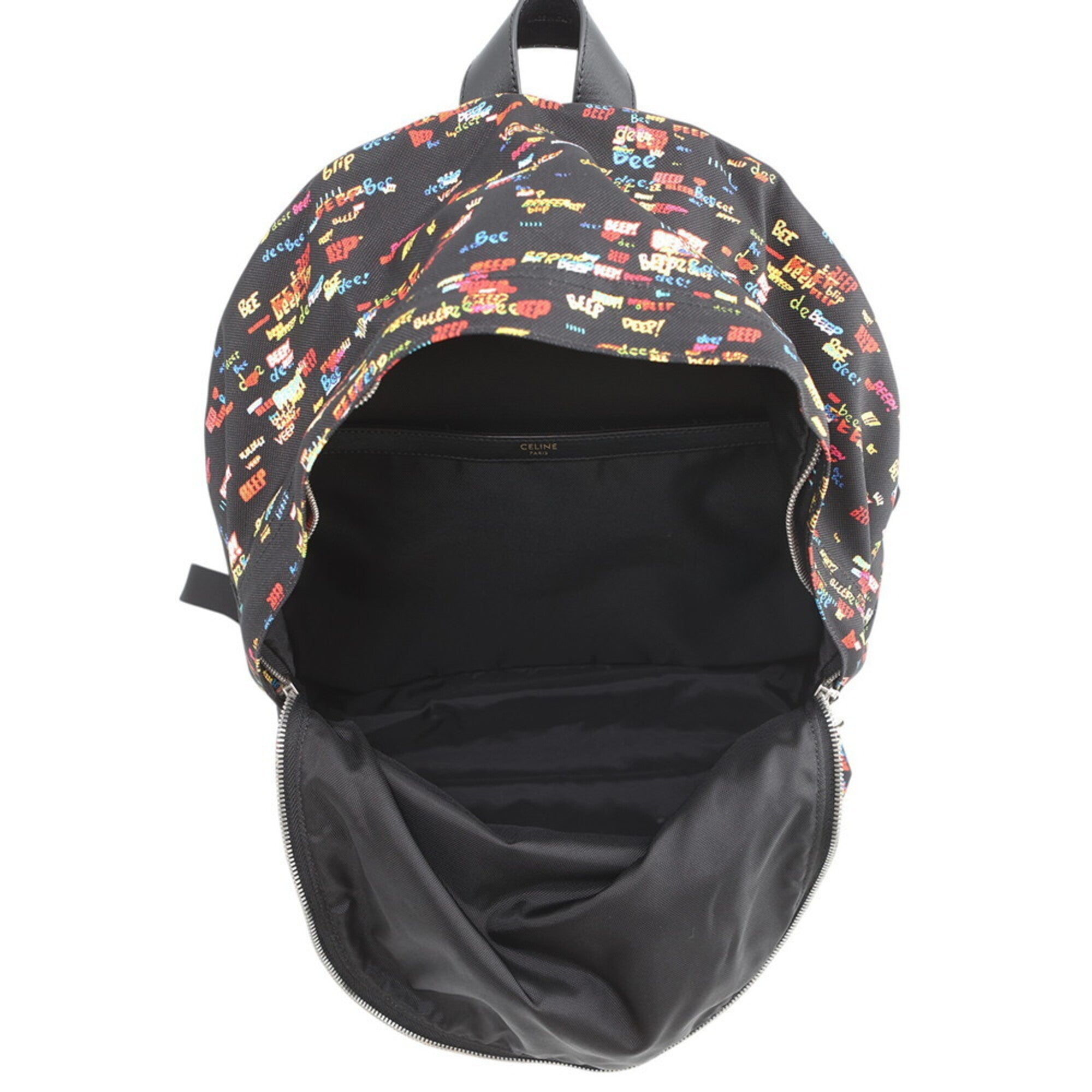 Celine Black Multi-Color Canvas Leather Backpack (Pre-Owned)