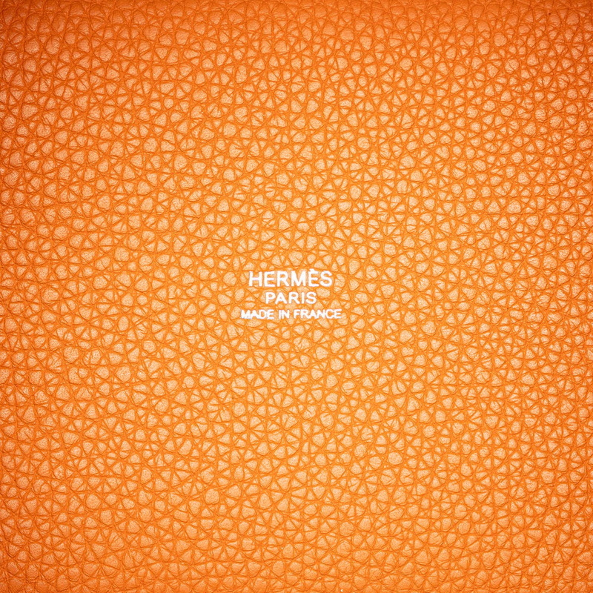 Hermes Picotin Orange Potiron Taurillon Clemence Leather Handbag (Pre-Owned)