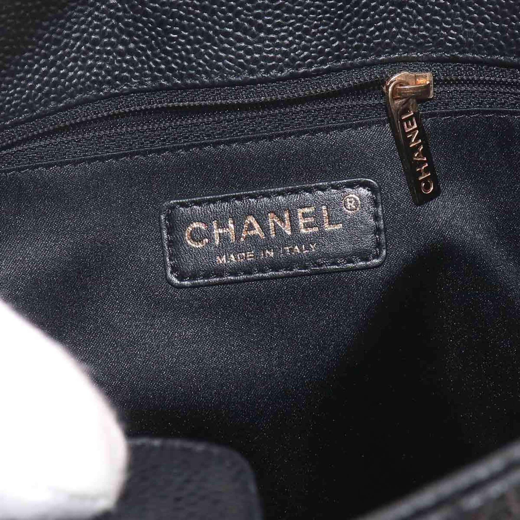 Chanel Black Grained Calfskin Handbag Tote Bag (Pre-Owned)