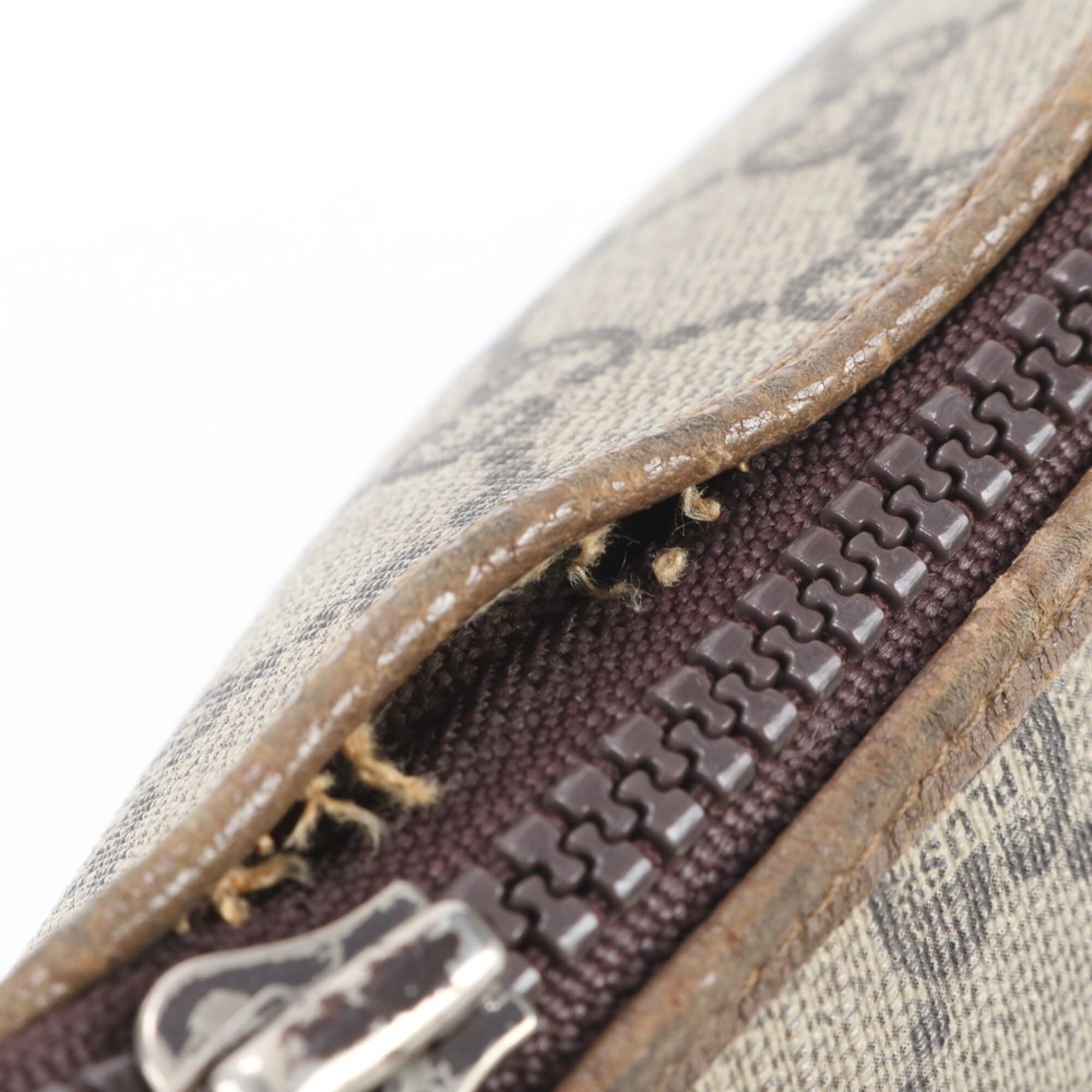 Gucci Beige Black Brown Leather Coated Canvas Handbag Pouch (Pre-Owned)