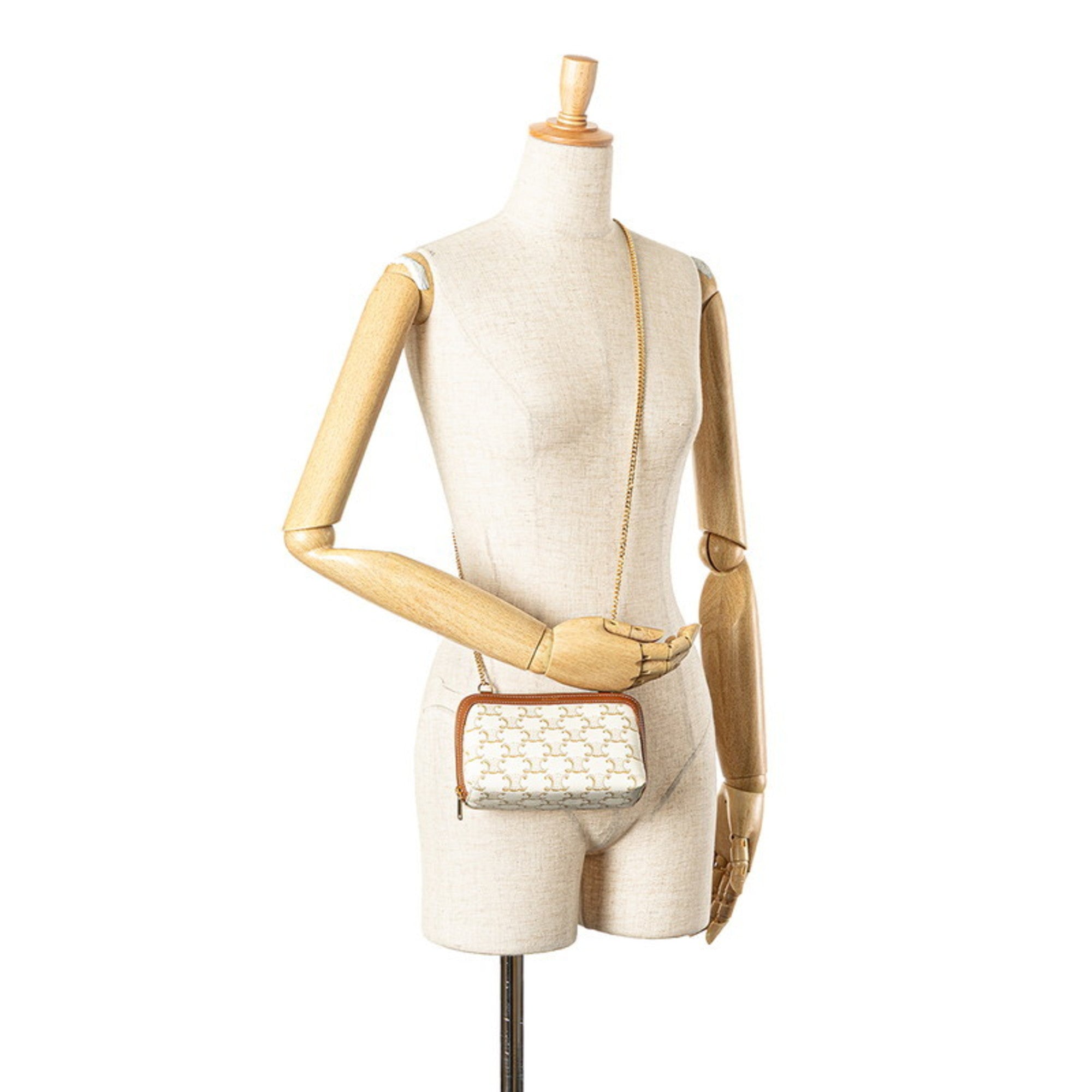 Celine Brown White Pvc Leather Shoulder Bag (Pre-Owned)