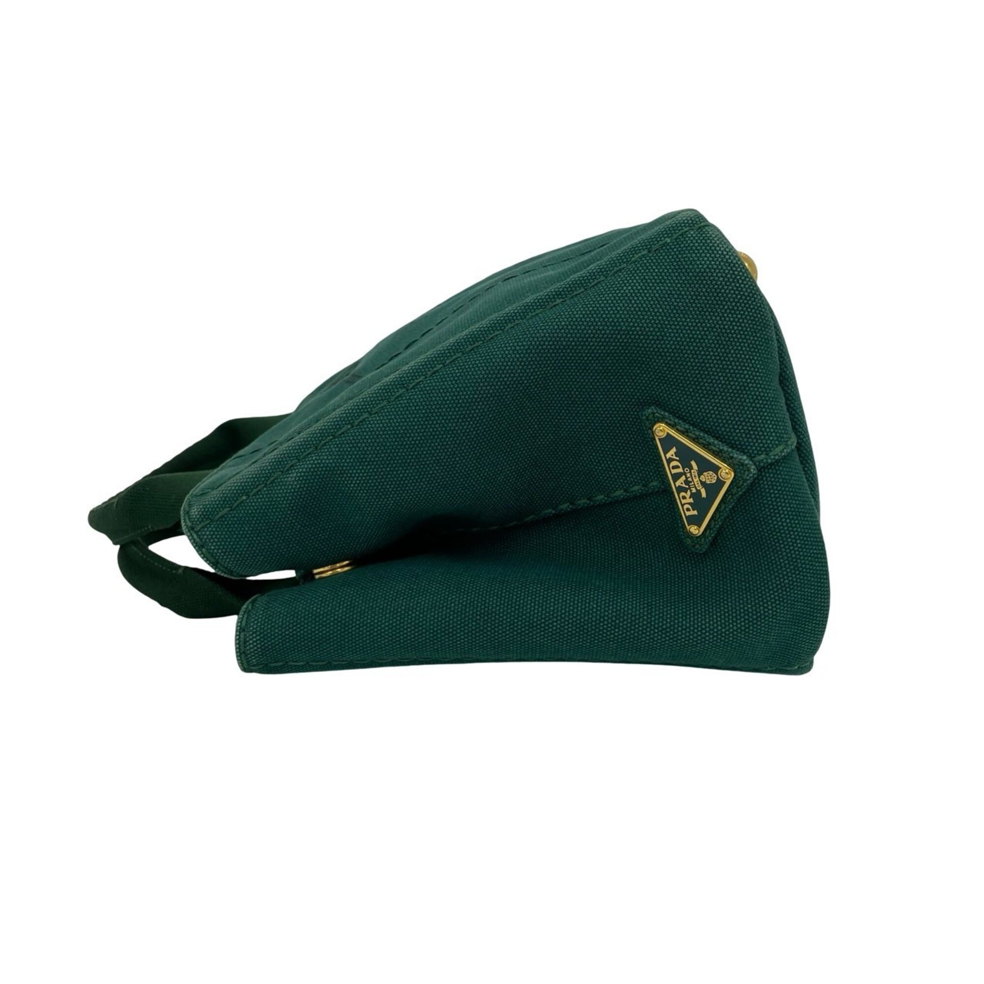 Prada Green Canvas Handbag Shoulder Bag Tote Bag (Pre-Owned)