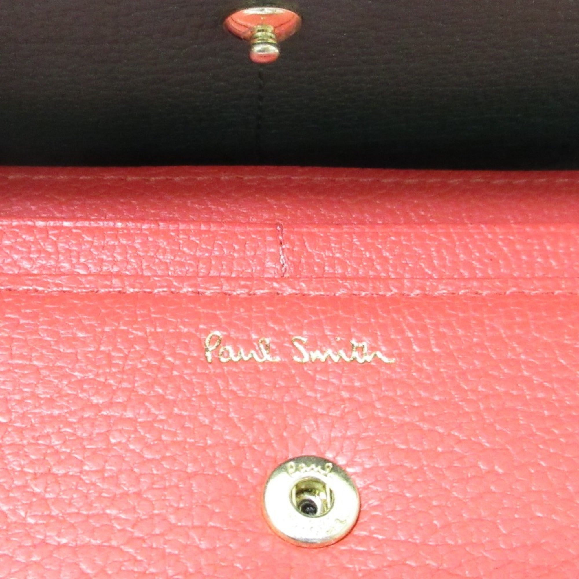 Paul Smith Red Color Leather Long Bill Wallet (Tri-Fold) (Pre-Owned)