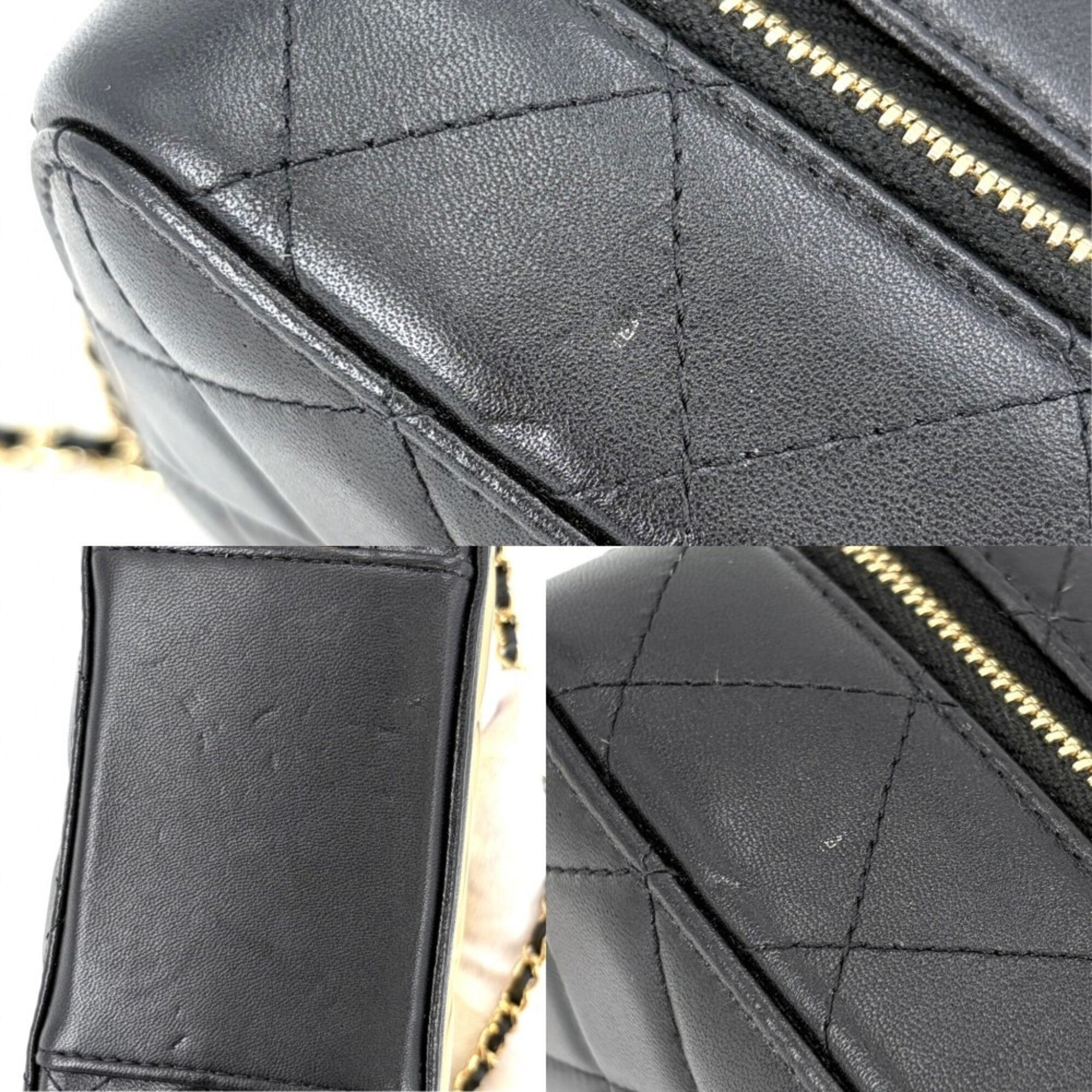Chanel Black White Leather Shoulder Bag Vanity Bag (Pre-Owned)