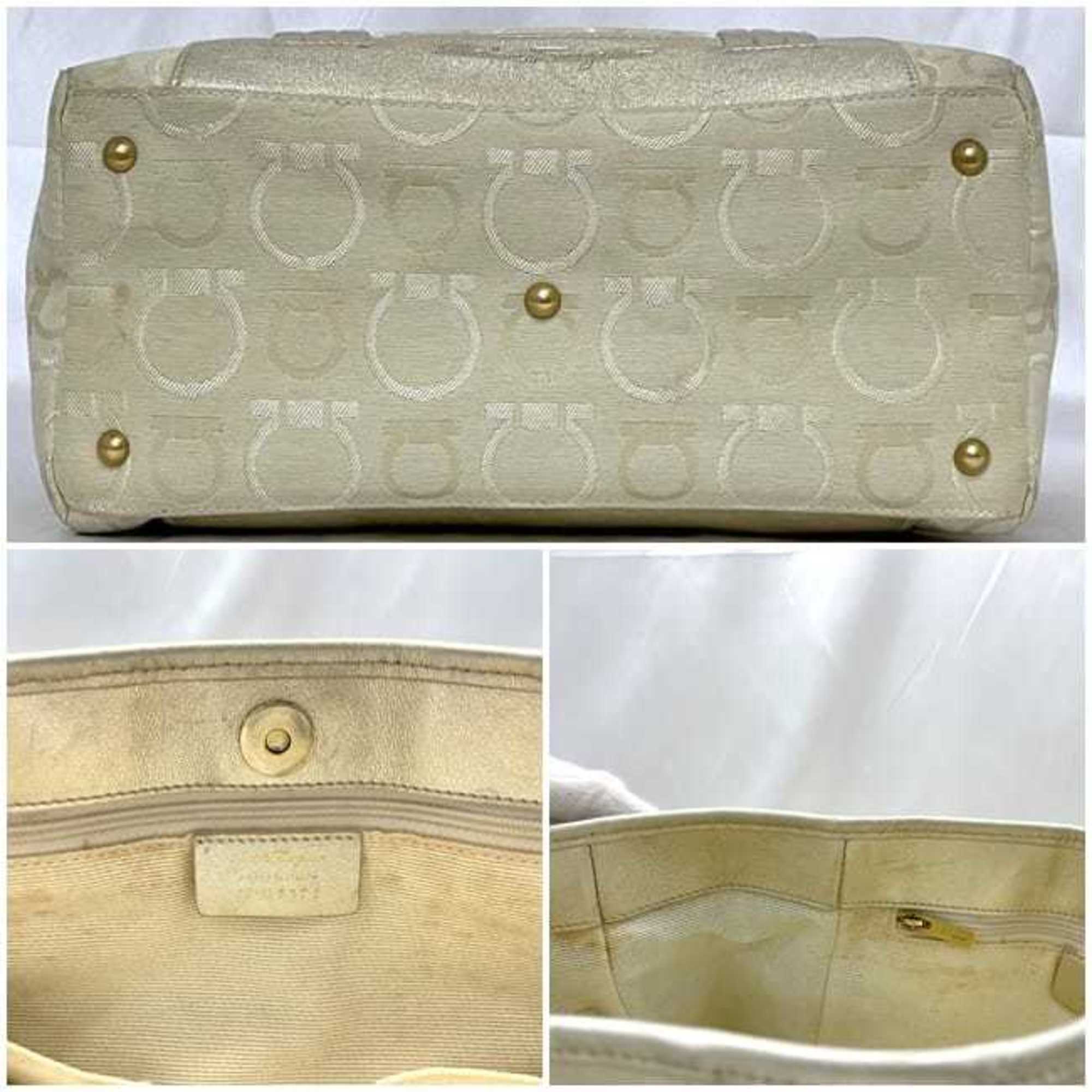 Salvatore Ferragamo Beige Canvas Leather Tote Bag (Pre-Owned)