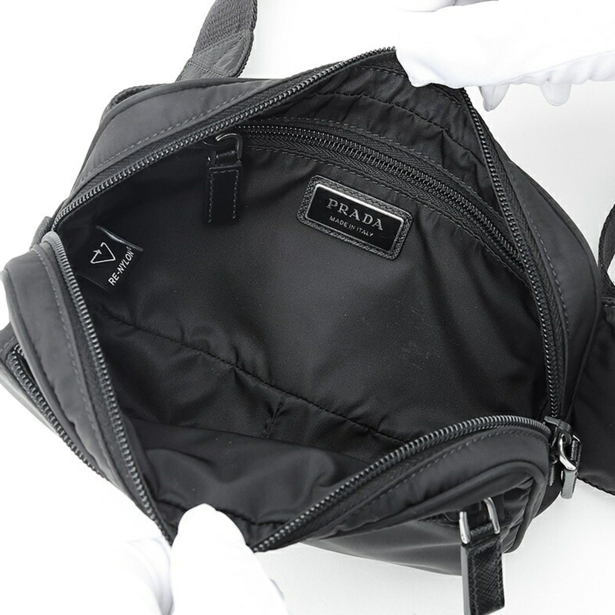 Prada Black Nero Fabric Saffiano Triangle Fanny Pack (Pre-Owned)