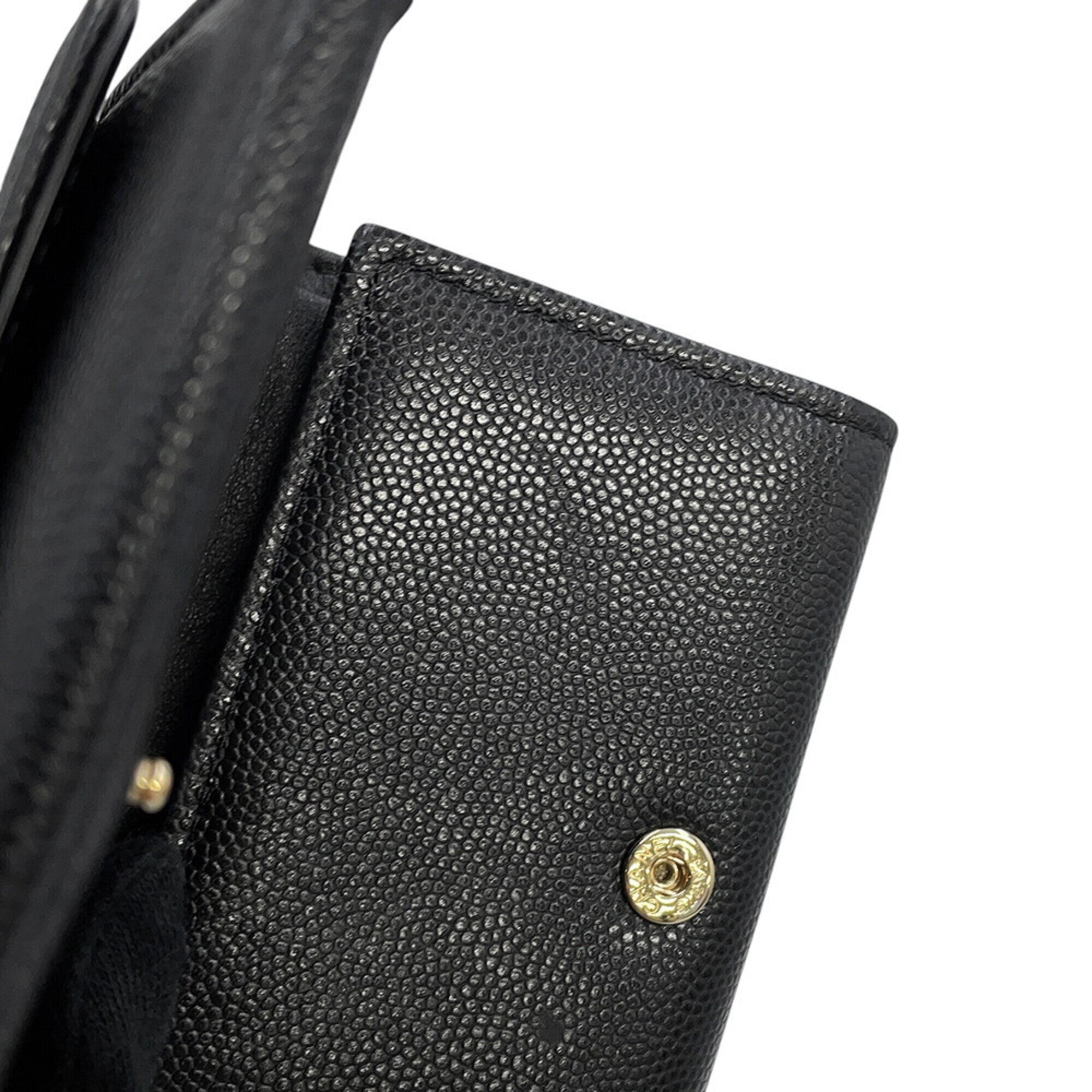 Chanel Black Grained Calfskin Wallet (Tri-Fold) (Pre-Owned)