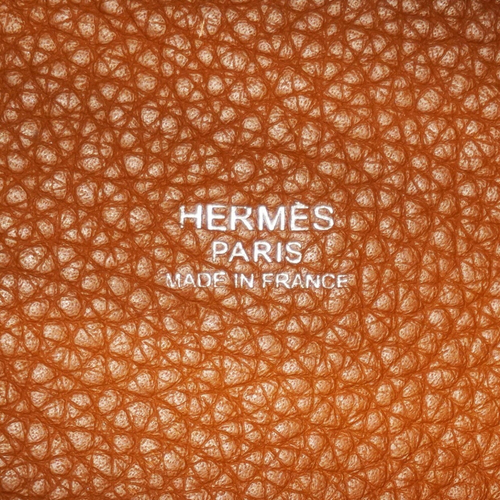 Hermes Gold Taurillon Clemence Leather Handbag (Pre-Owned)