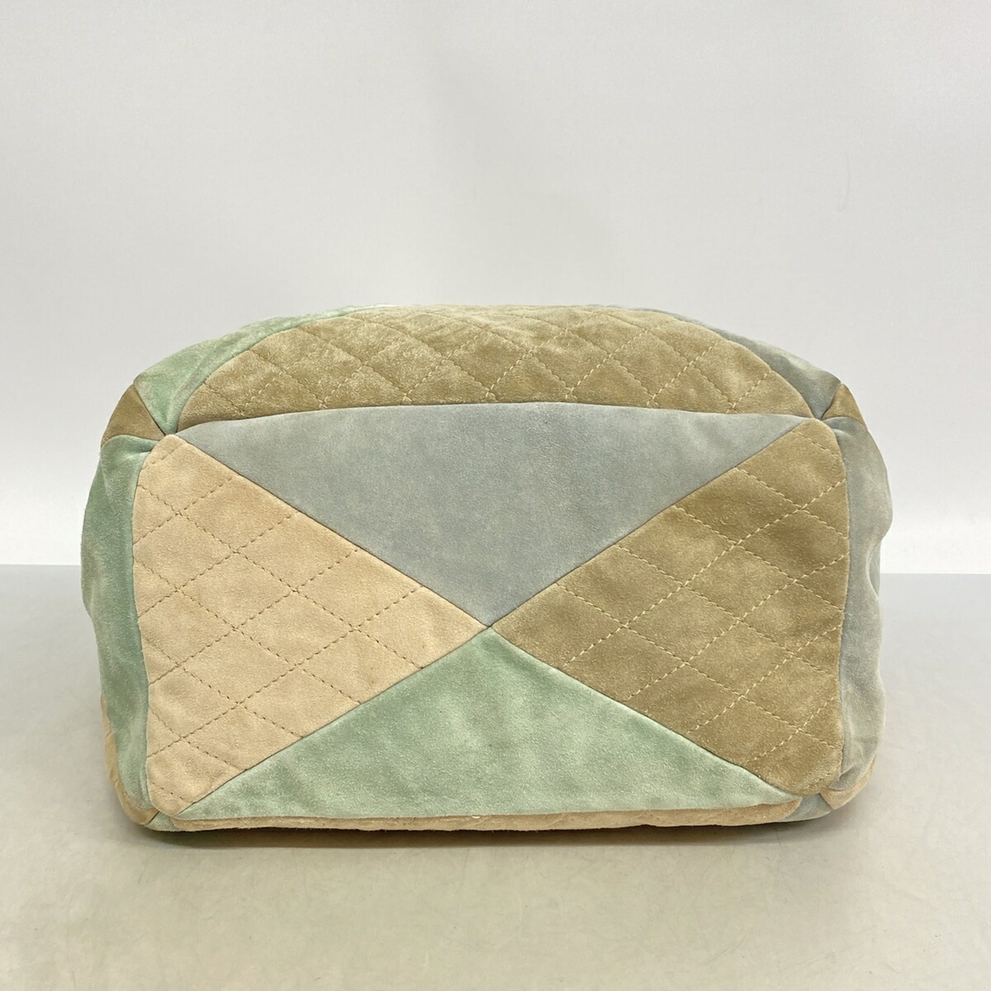 Chanel Beige Blue Green Suede Shoulder Bag (Pre-Owned)