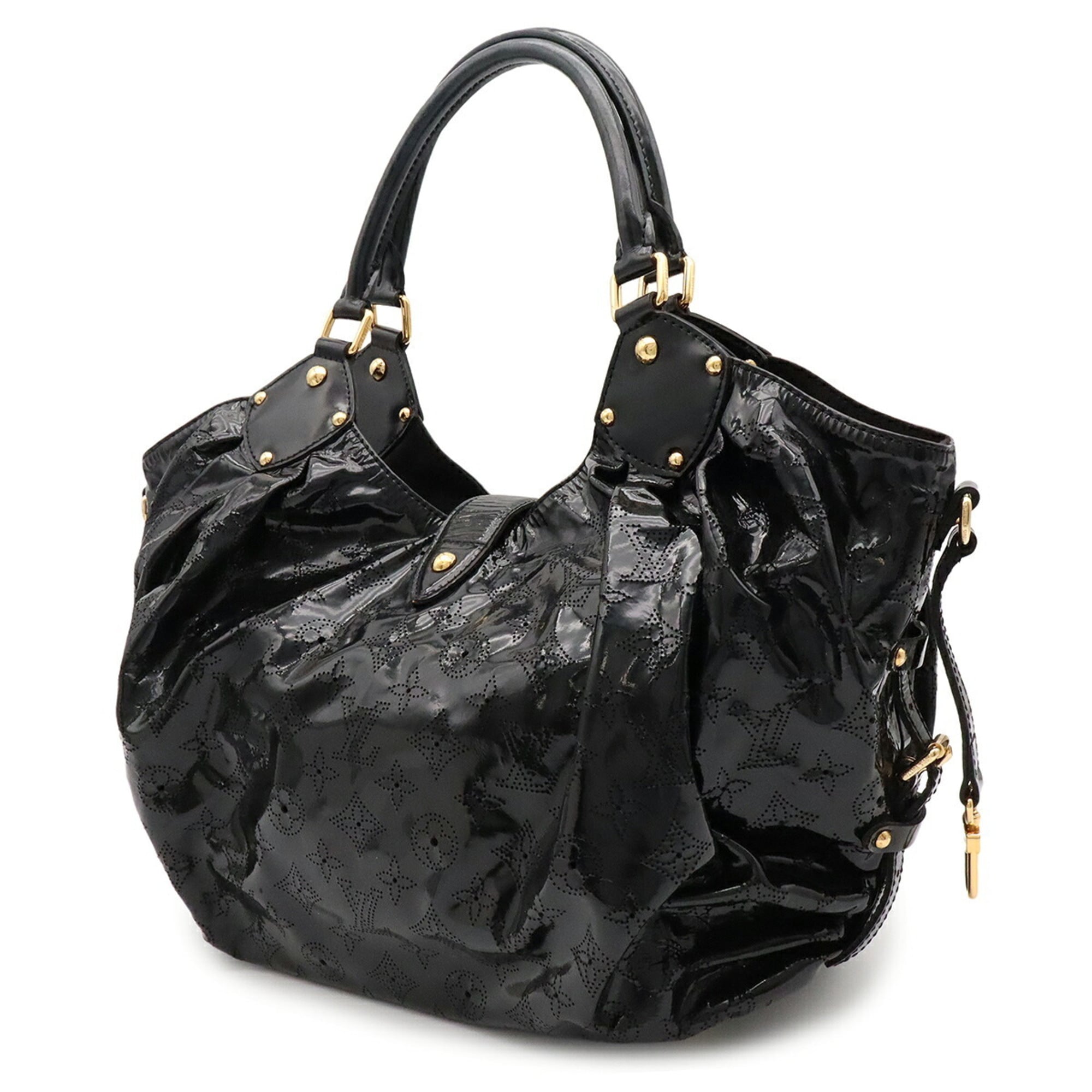 Louis Vuitton Black Noir White Patent Leather Shoulder Bag Tote Bag (Pre-Owned)