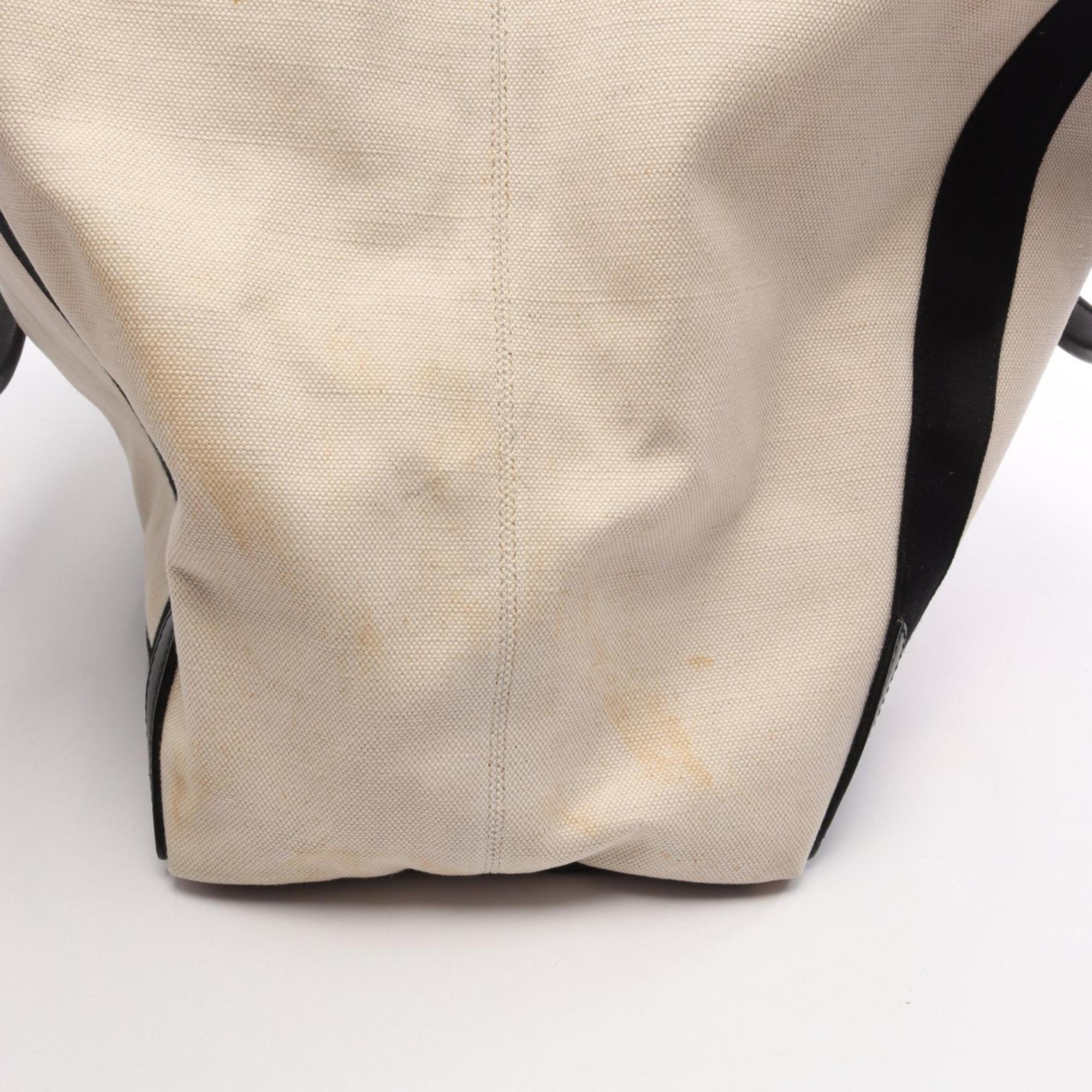 Balenciaga Black White Canvas Leather Handbag Tote Bag (Pre-Owned)