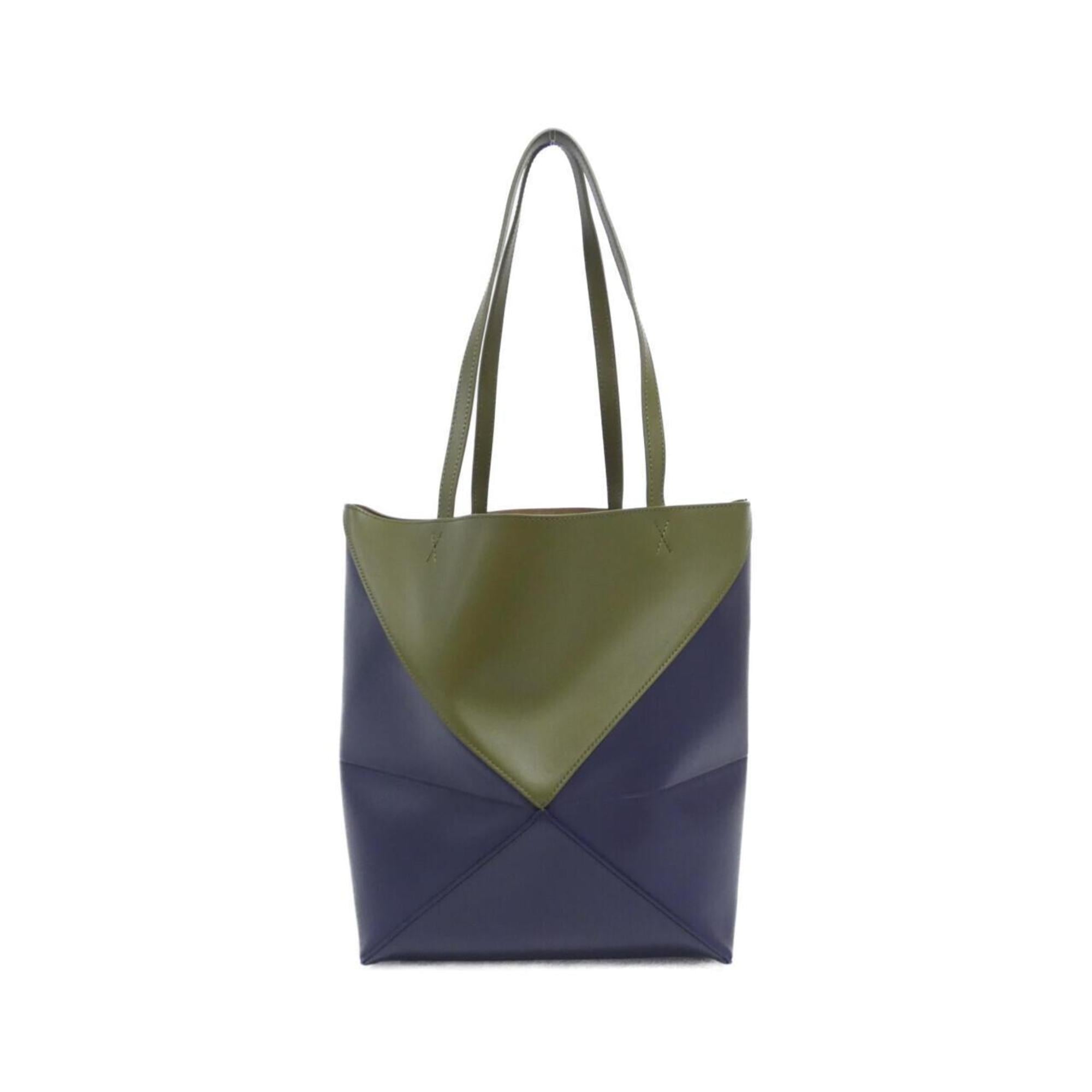 Loewe Blue Olive Leather Handbag (Pre-Owned)