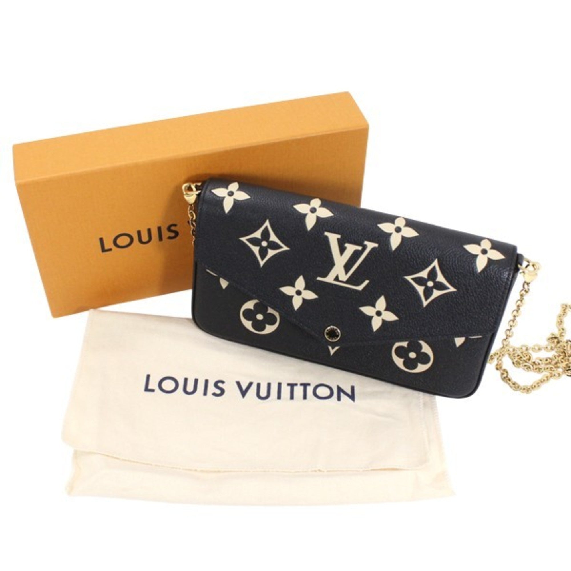 Louis Vuitton Beige Bicolor Black Monogram Empreinte Clutch Bag Pochette Shoulder Bag (Pre-Owned)