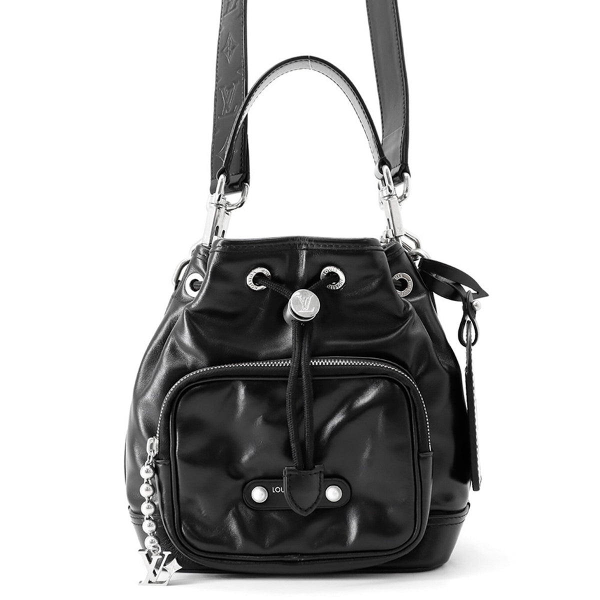 Louis Vuitton Noir Leather Handbag (Pre-Owned)