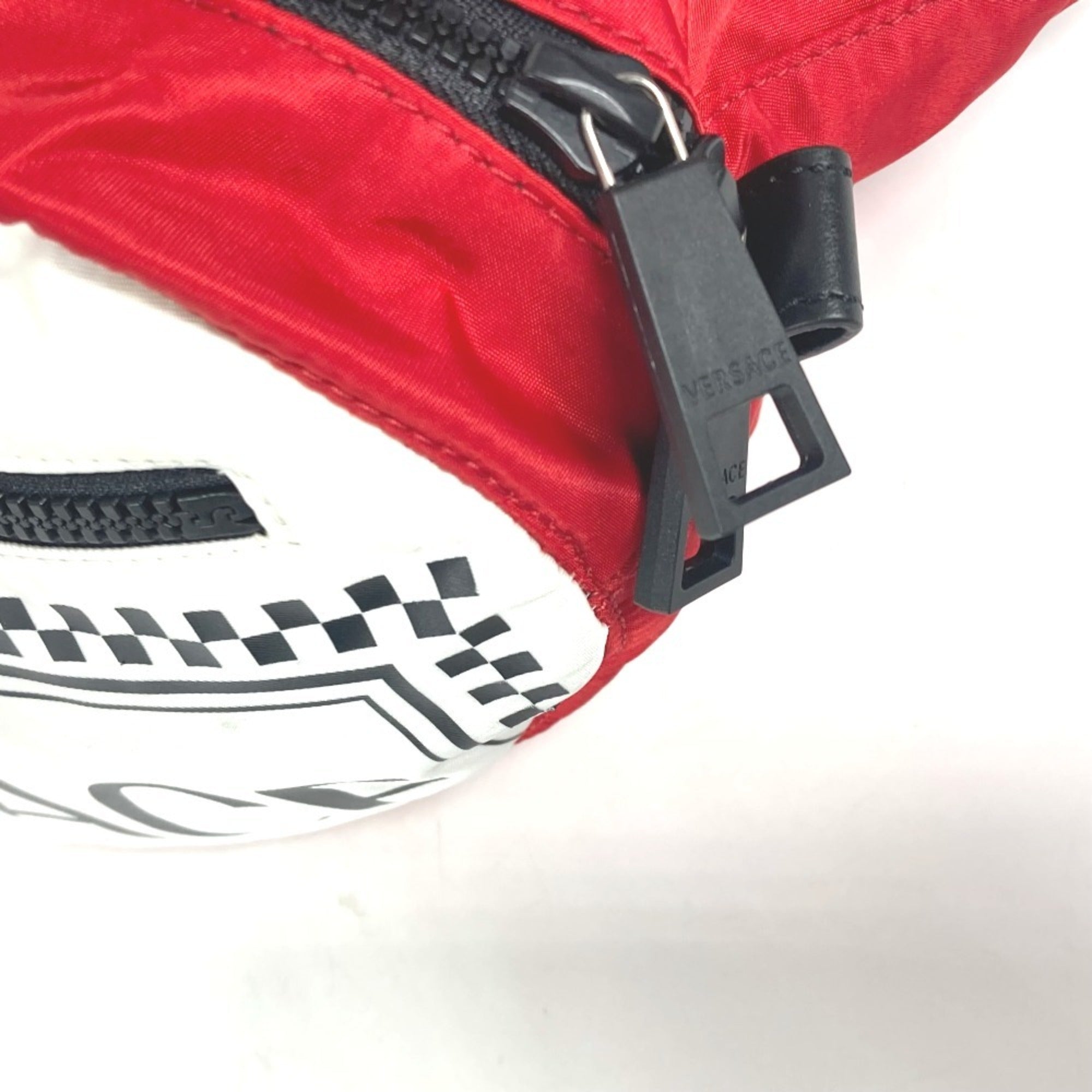 Versace Red Color White Nylon Shoulder Bag Sling Bag (Pre-Owned)