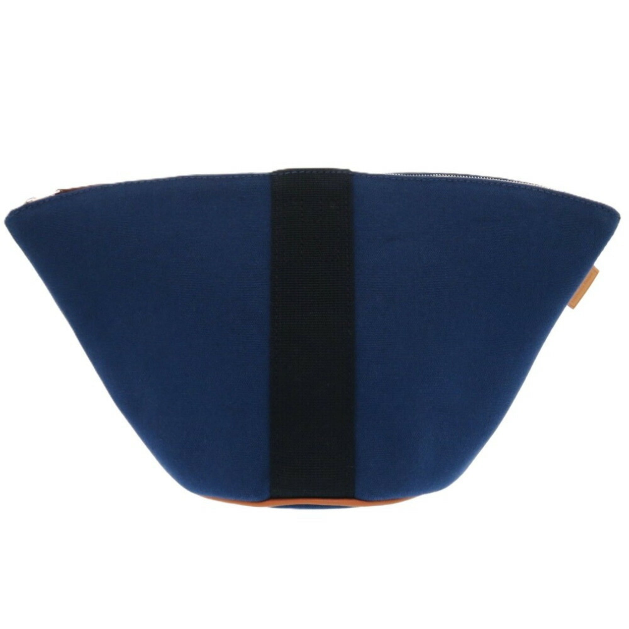 Hermes Black Indigo Blue Red Color Canvas Cotton Pouch (Pre-Owned)