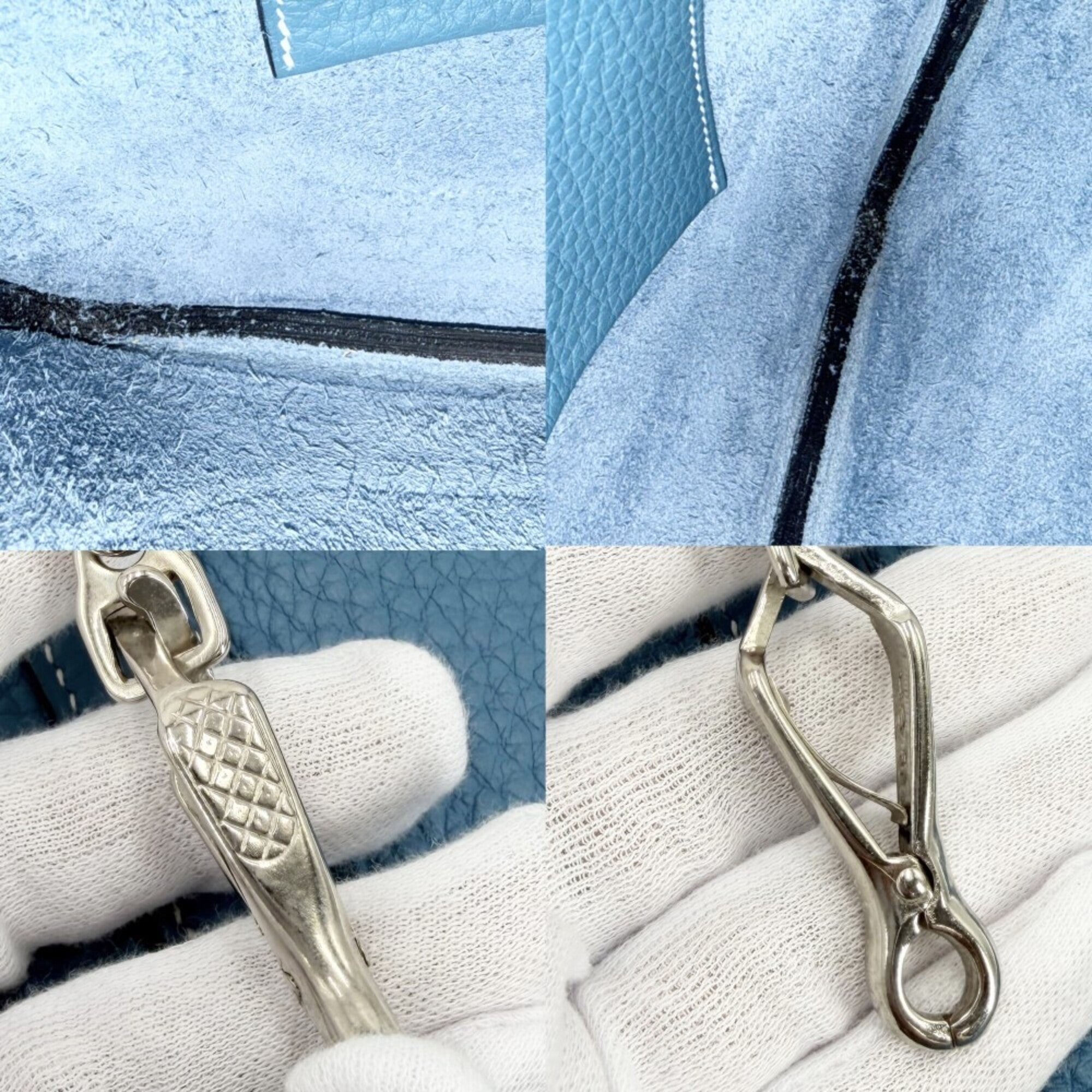 Hermes Blue Leather Shoulder Bag (Pre-Owned)