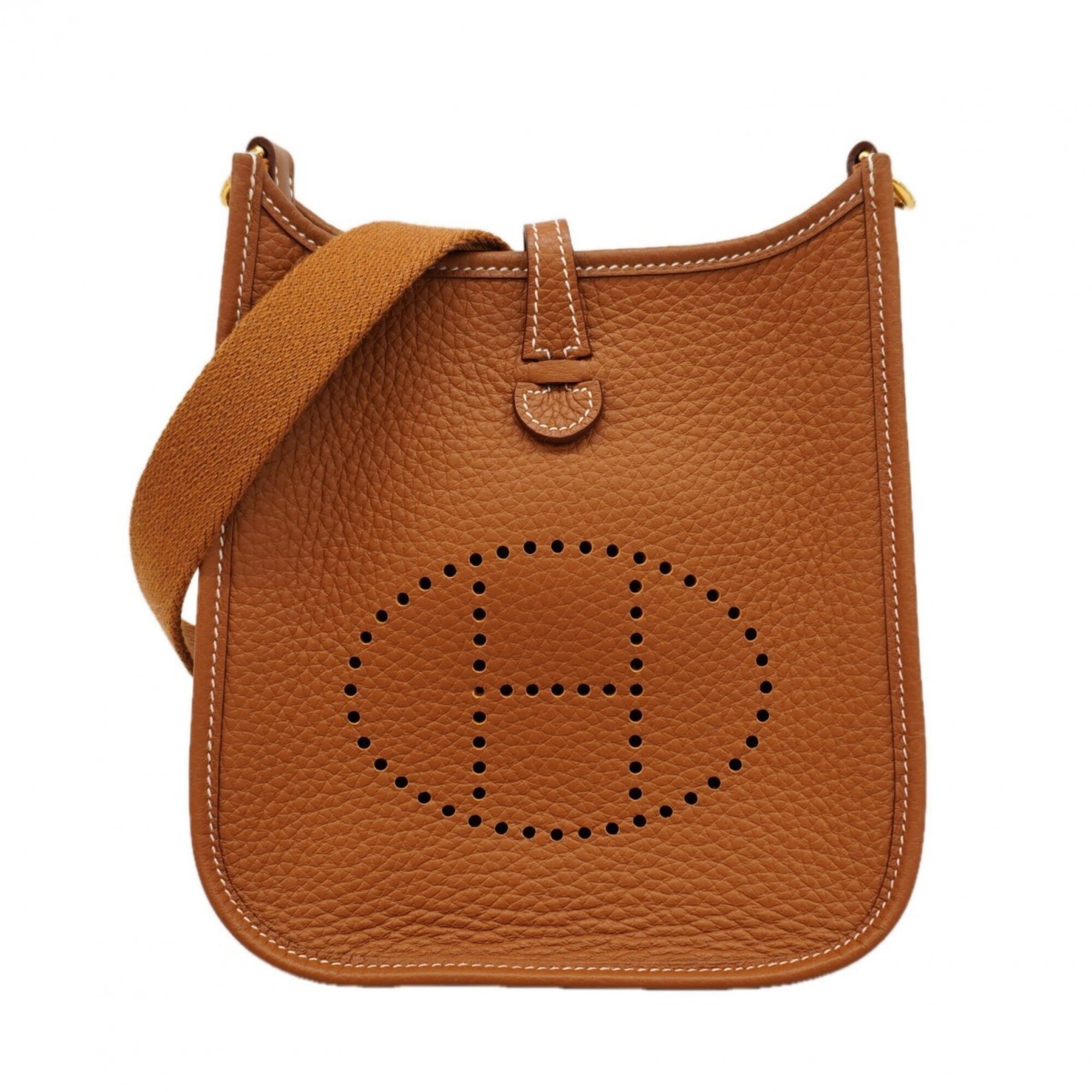 Hermes Gold Taurillon Clemence Leather Shoulder Bag (Pre-Owned)