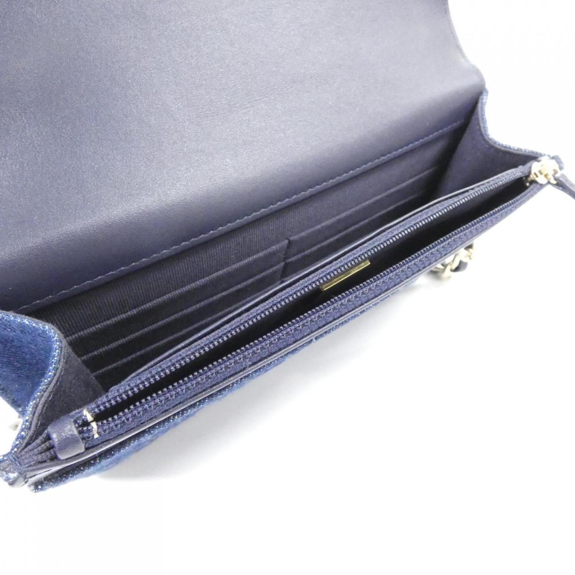 Chanel Blue Denim Chain/Shoulder Wallet (Pre-Owned)