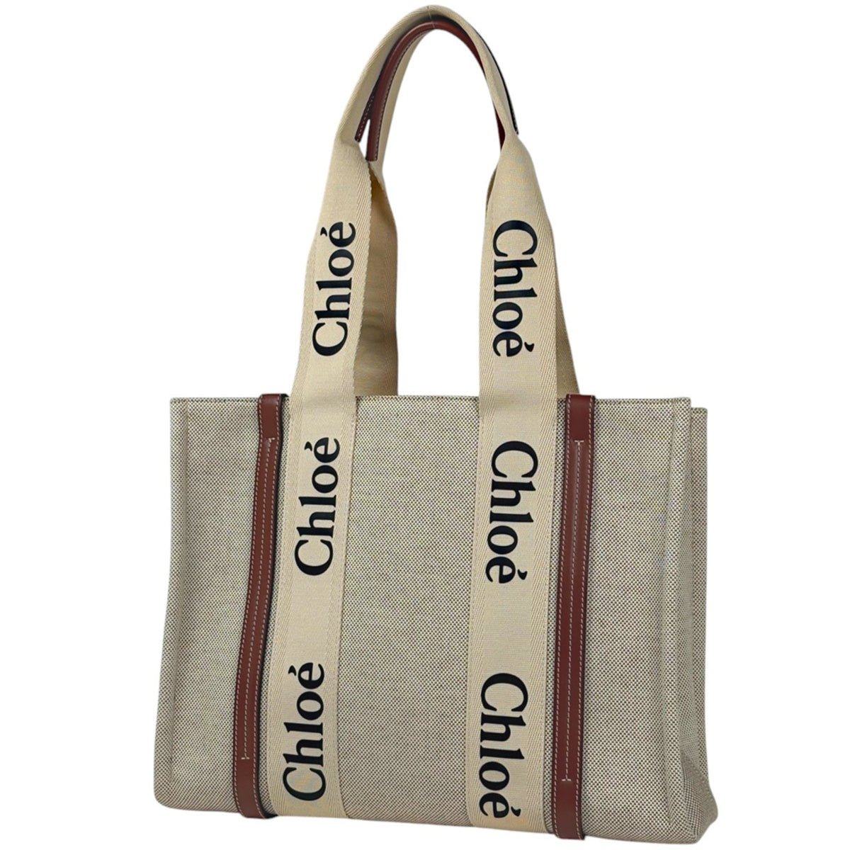 Chloé Brown Canvas Leather Tote Bag (Pre-Owned)