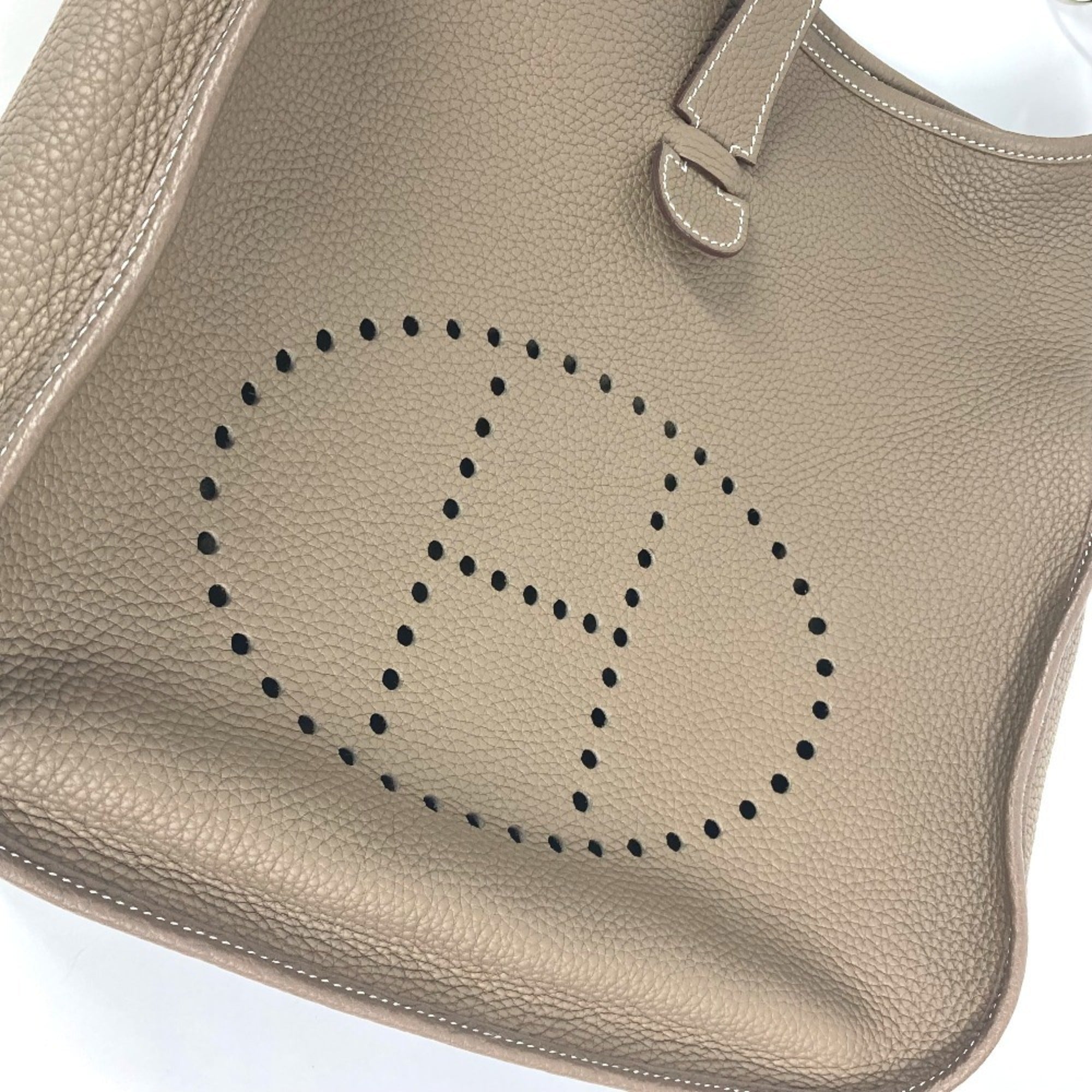 Hermes Beige Etoupe Gray Taurillon Clemence Leather Shoulder Bag (Pre-Owned)