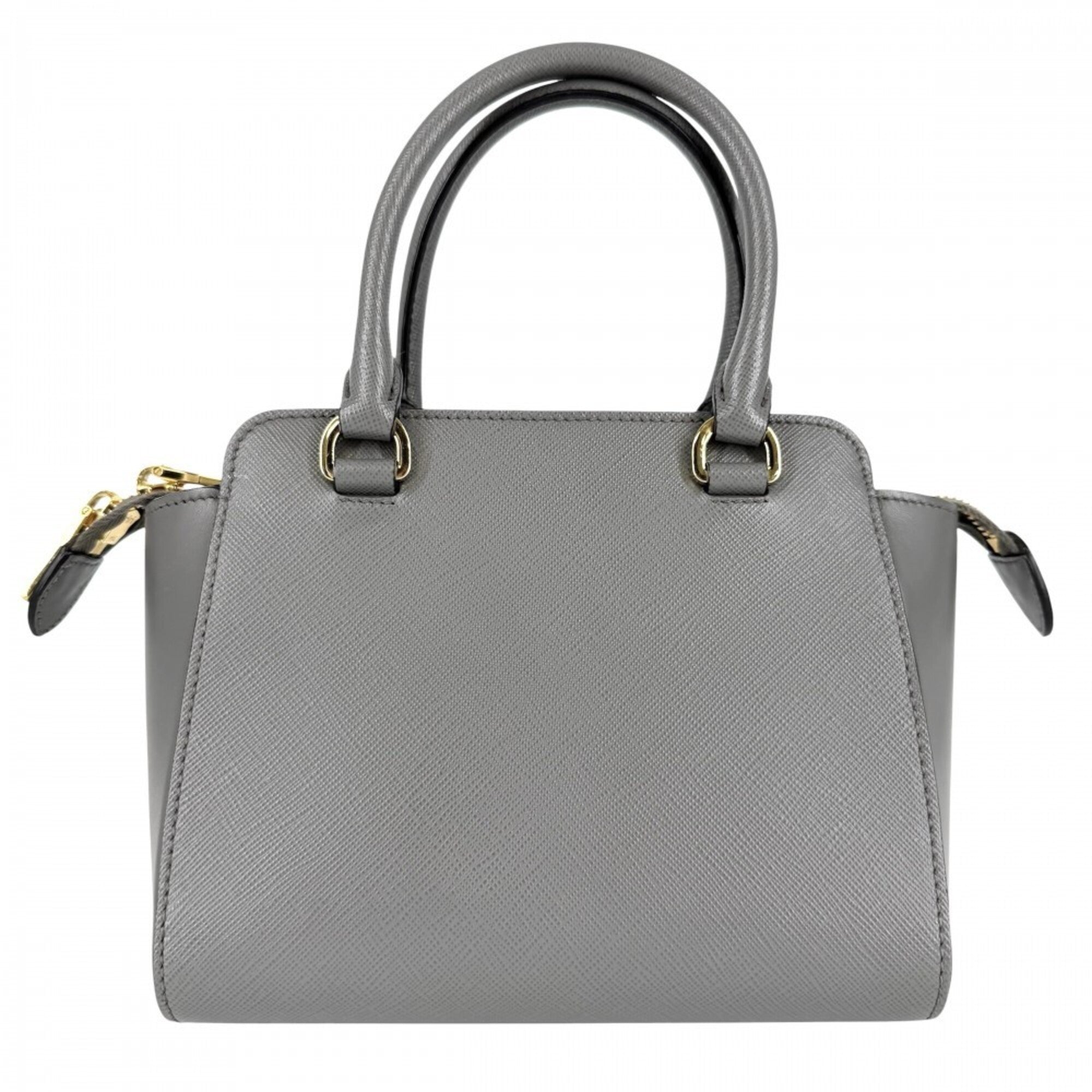 Prada Gray White Leather Handbag Shoulder Bag (Pre-Owned)
