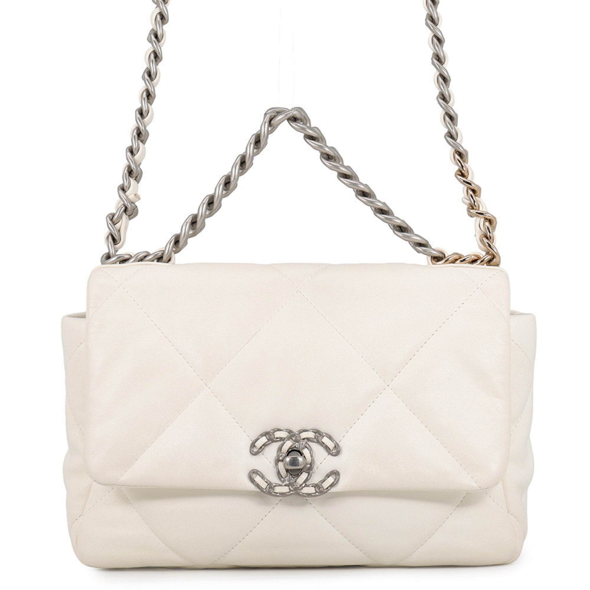 Chanel White Leather Shoulder Bag (Pre-Owned)