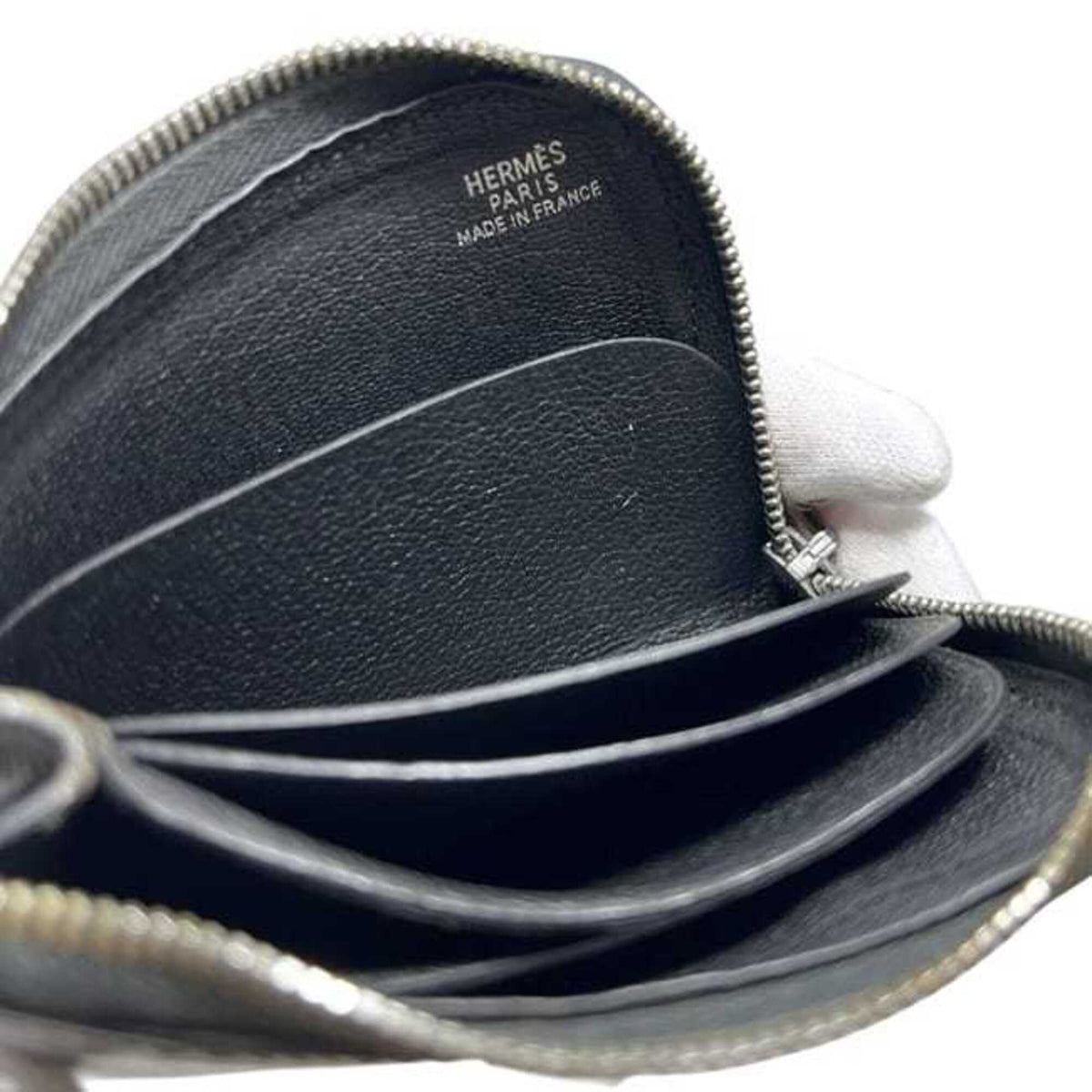 Hermes Black Box Calf Leather Coin Purse/Coin Case (Pre-Owned)