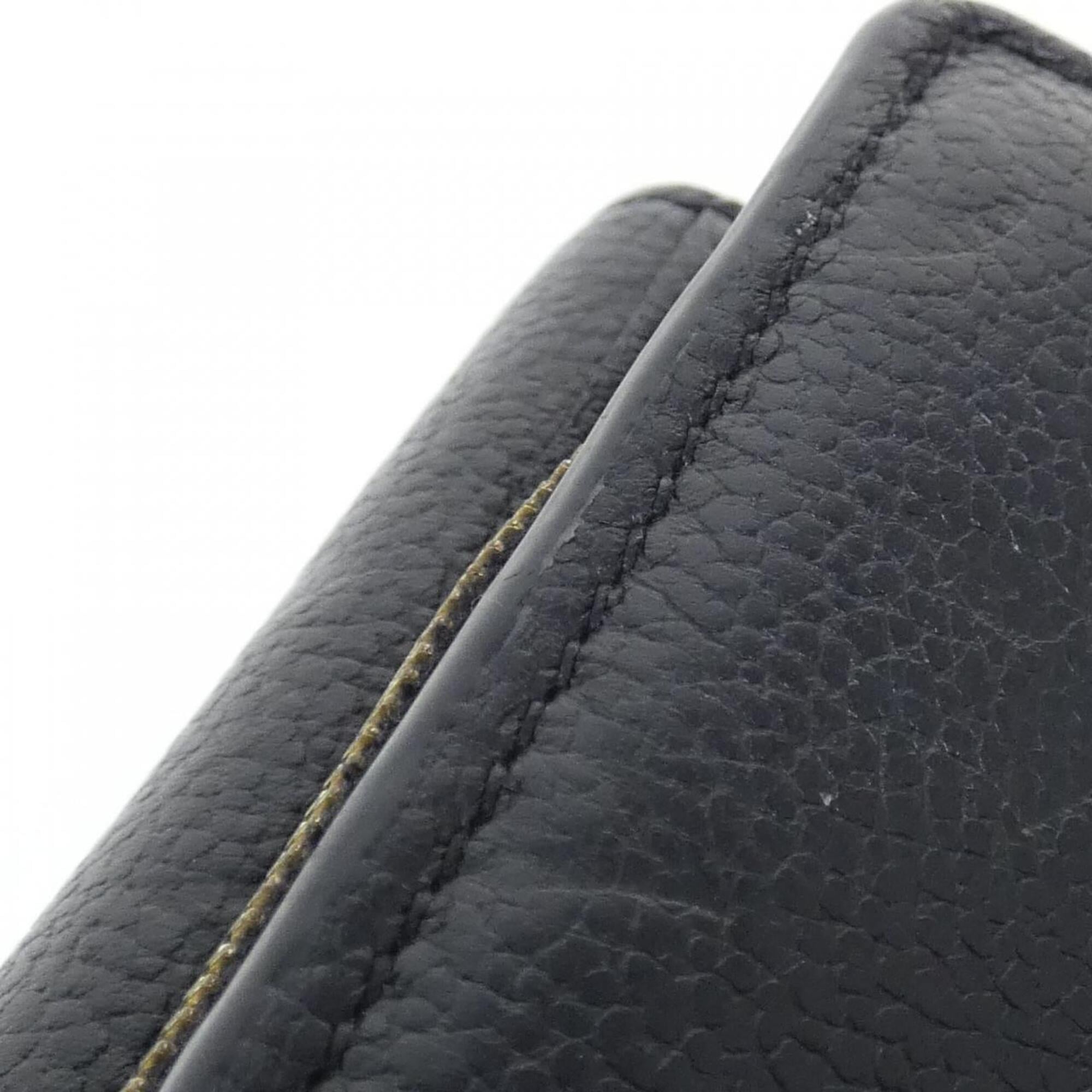 Louis Vuitton Black Leather Wallet (Tri-Fold) (Pre-Owned)